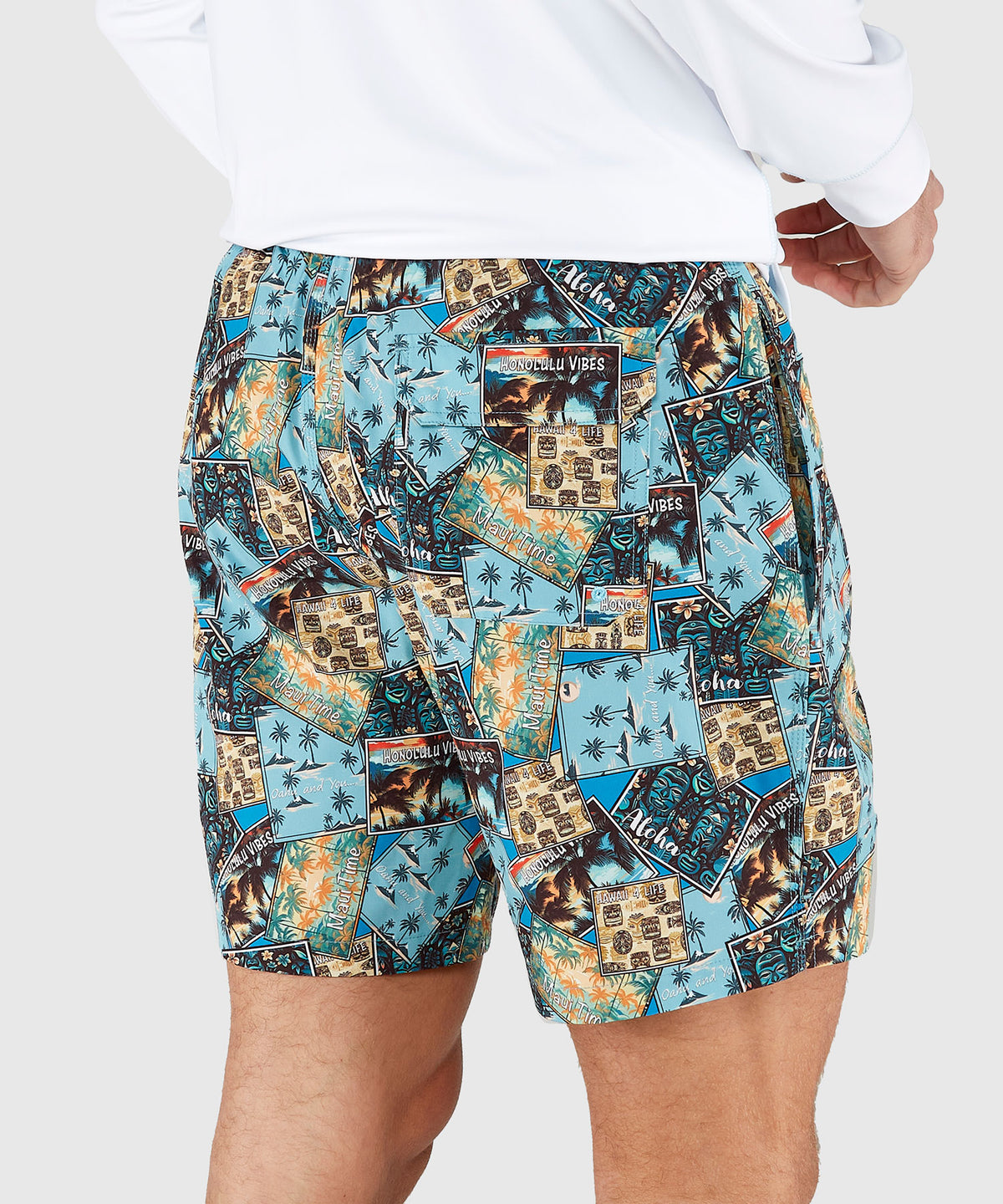 Westport Black Postcard Print Hampton Swim Trunk, Men's Big & Tall