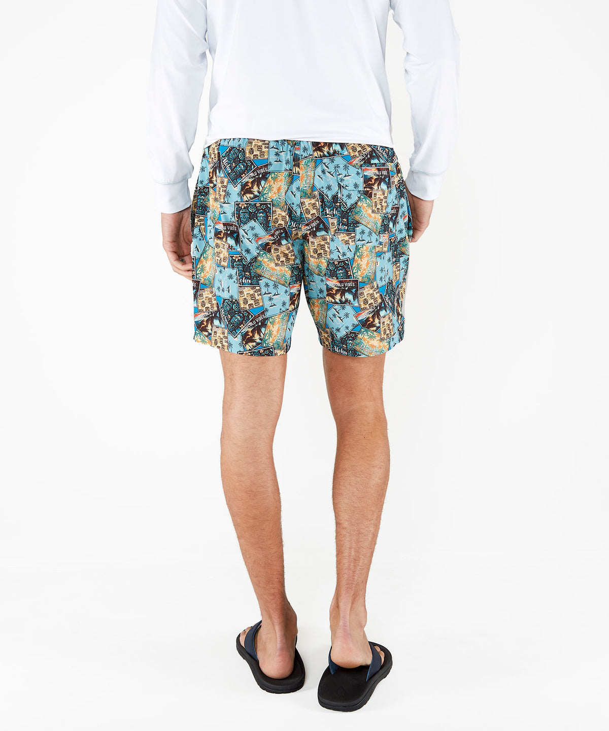 Westport Black Postcard Print Hampton Swim Trunk, Men's Big & Tall