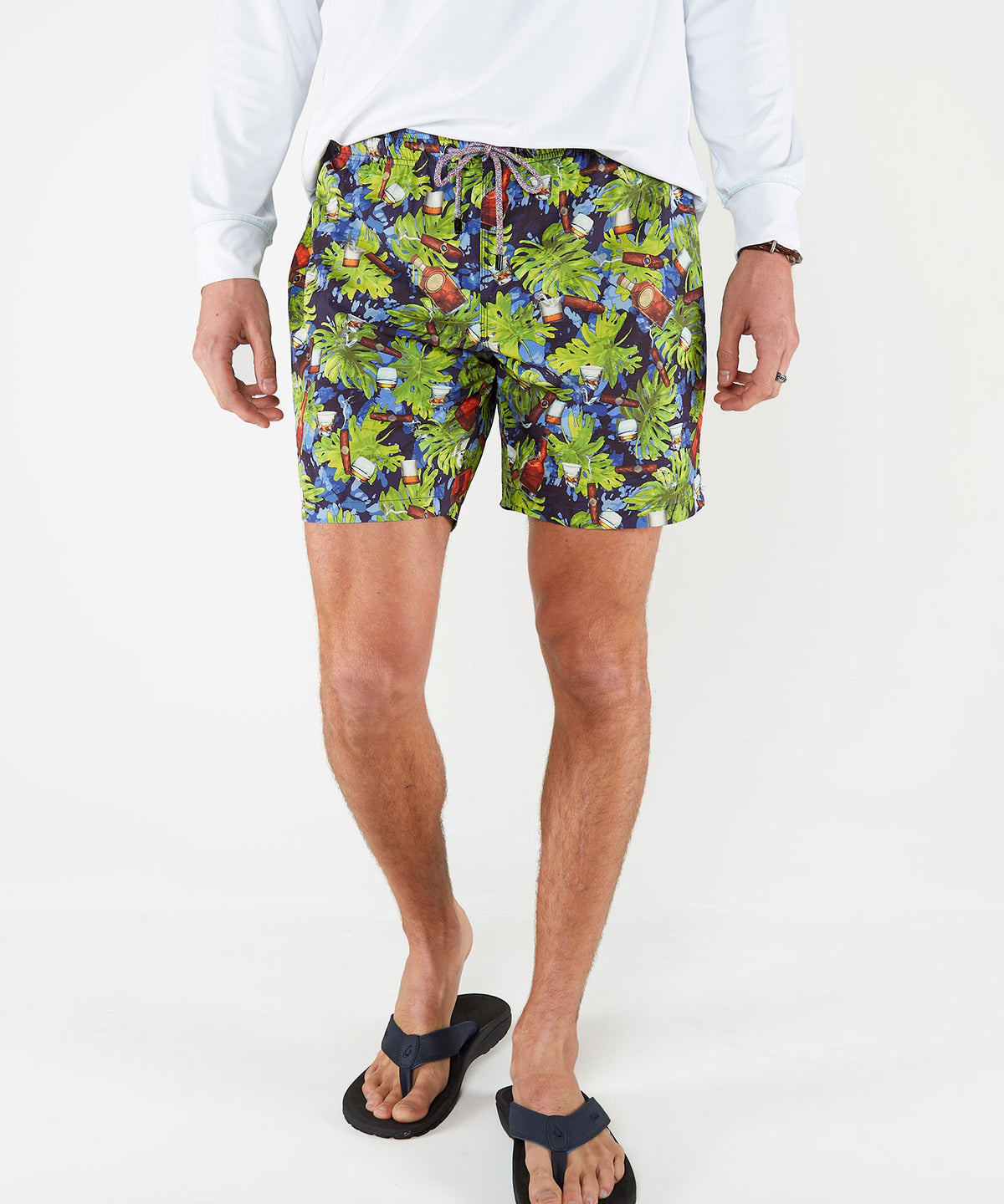 Westport Black Jungle Print Hampton Swim Trunk, Men's Big & Tall