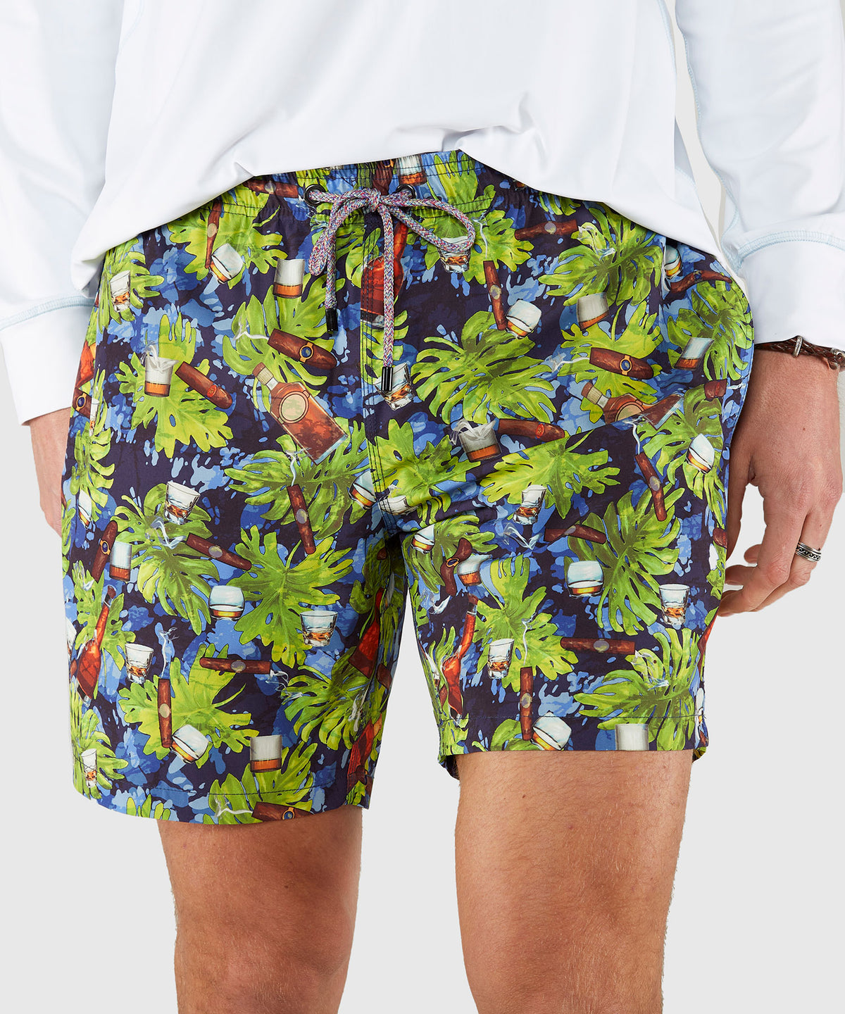 Westport Black Jungle Print Hampton Swim Trunk, Men's Big & Tall