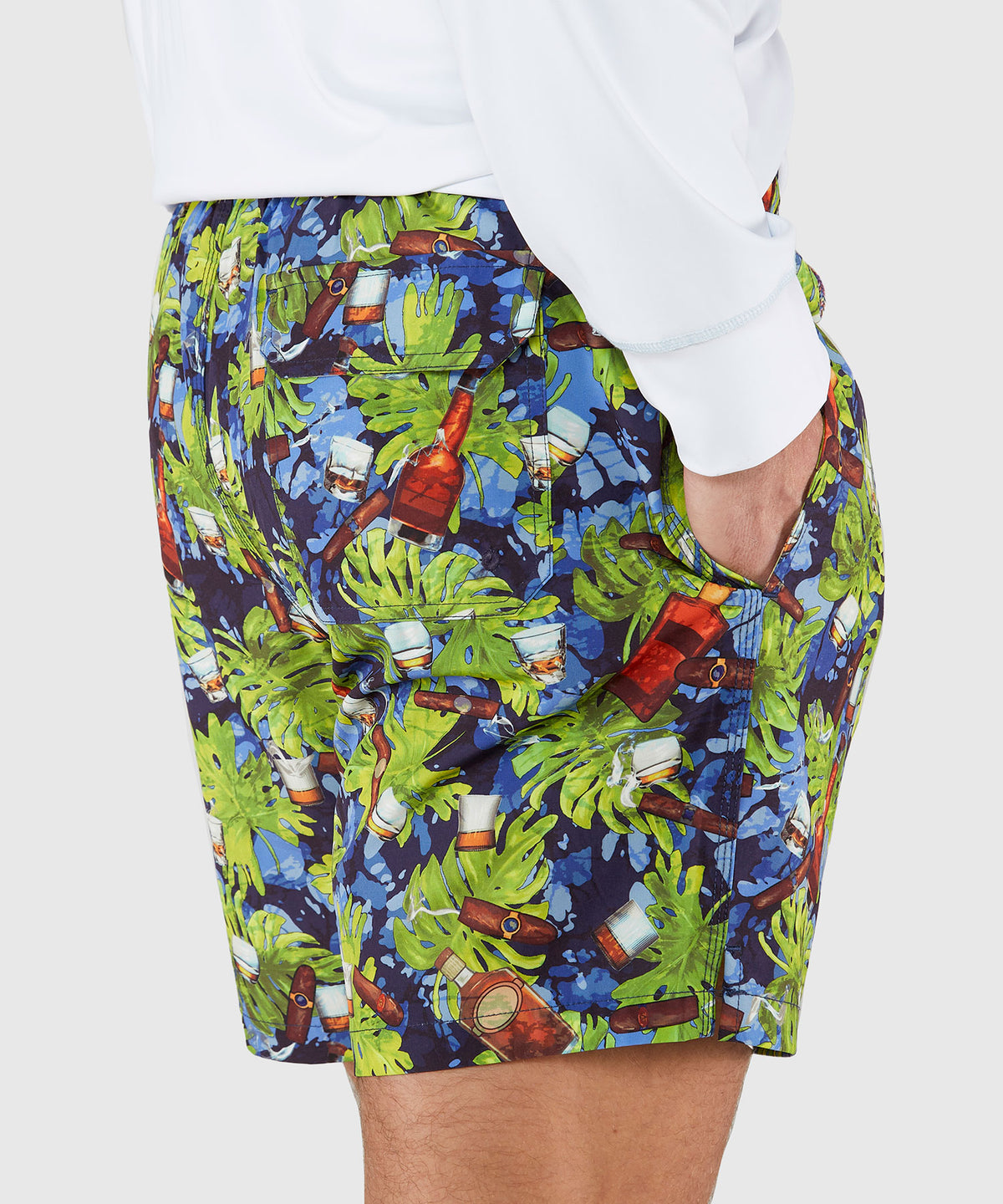 Westport Black Jungle Print Hampton Swim Trunk, Men's Big & Tall