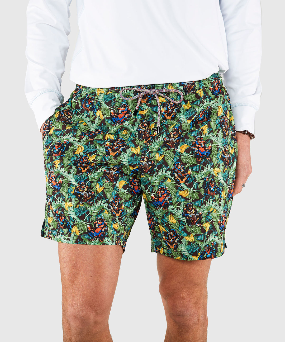 Westport Black Jungle Print Hampton Swim Trunk, Men's Big & Tall