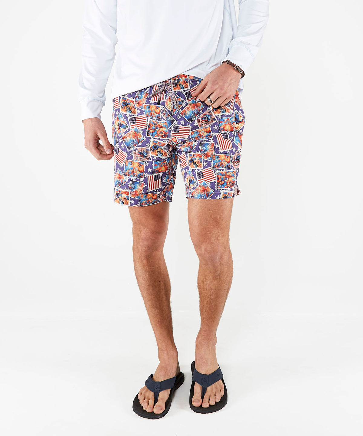 Westport Black Stamp Print Hampton Swim Trunk, Men's Big & Tall