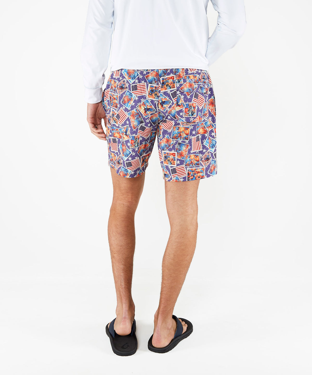Westport Black Stamp Print Hampton Swim Trunk, Men's Big & Tall