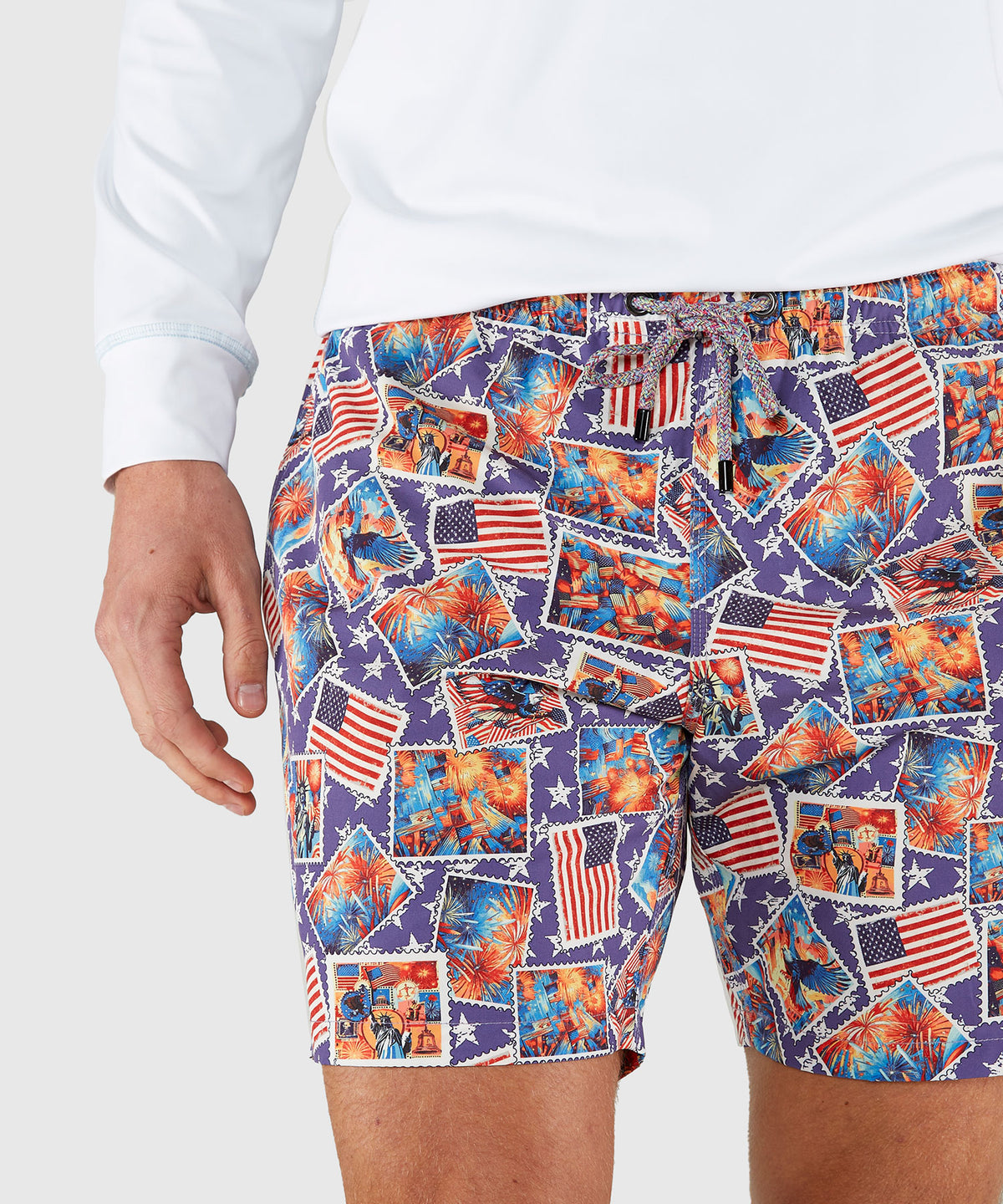 Westport Black Stamp Print Hampton Swim Trunk, Men's Big & Tall