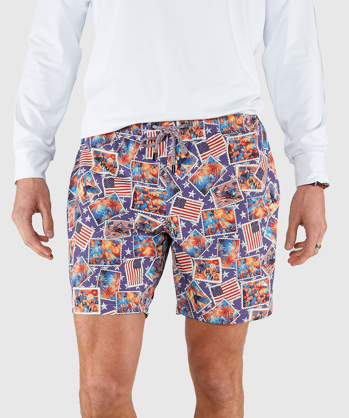 Westport Black Stamp Print Hampton Swim Trunk, Men's Big & Tall