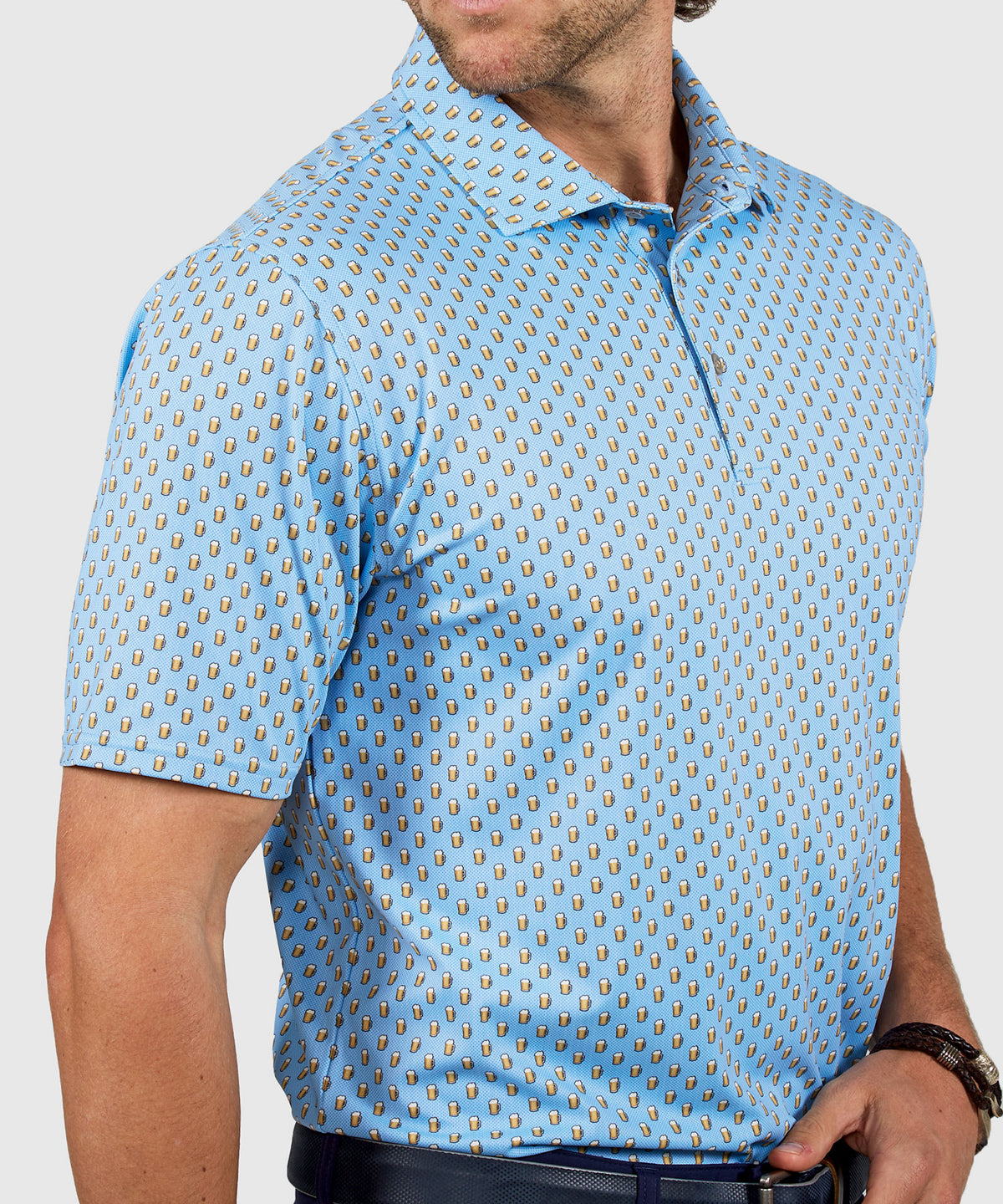 Westport Lifestyle Short Sleeve Performance 'Beer' Print Polo Knit Shirt, Men's Big & Tall