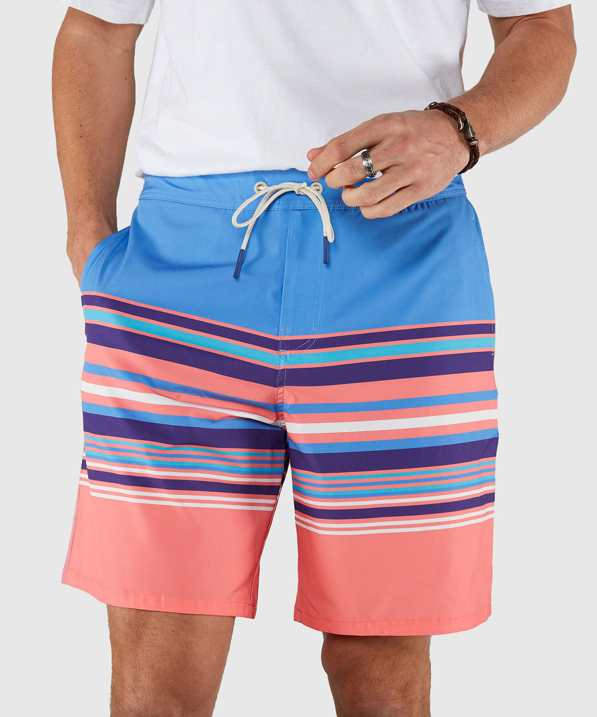 Westport Lifestyle Saybrook Half Elastic Stripe Board Short, Men's Big & Tall