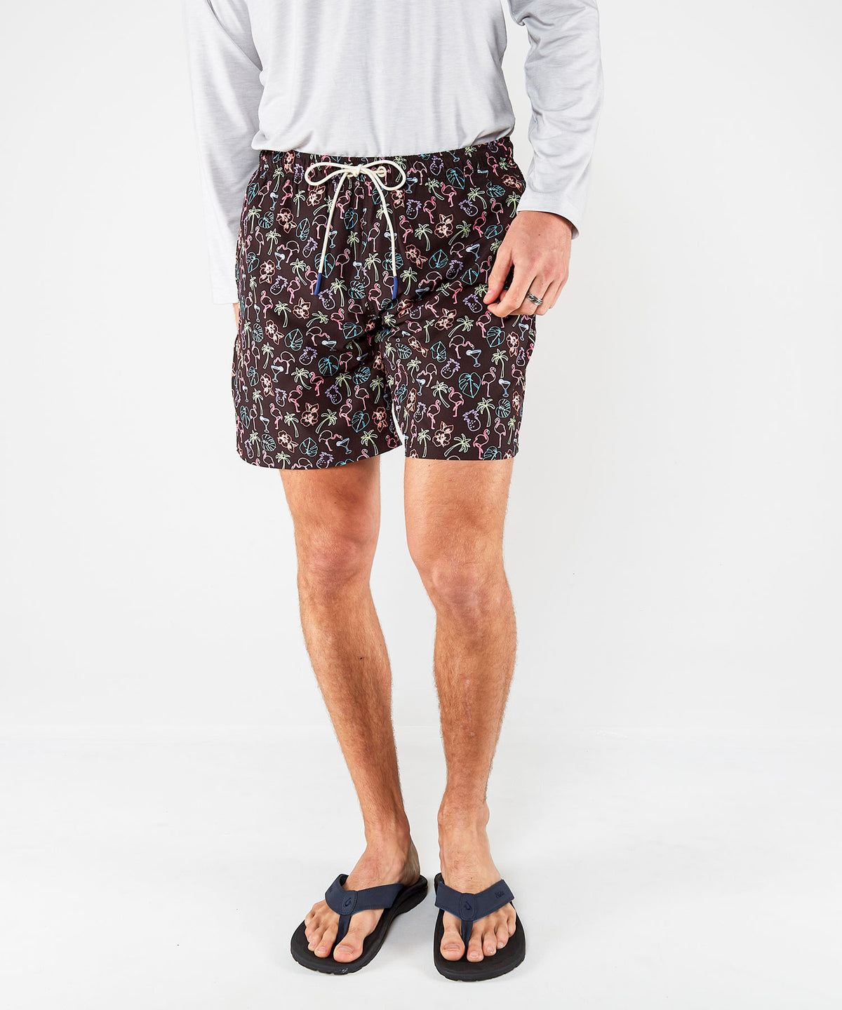 Westport Lifestyle Flamingo Print Compo Swim Trunks, Men's Big & Tall