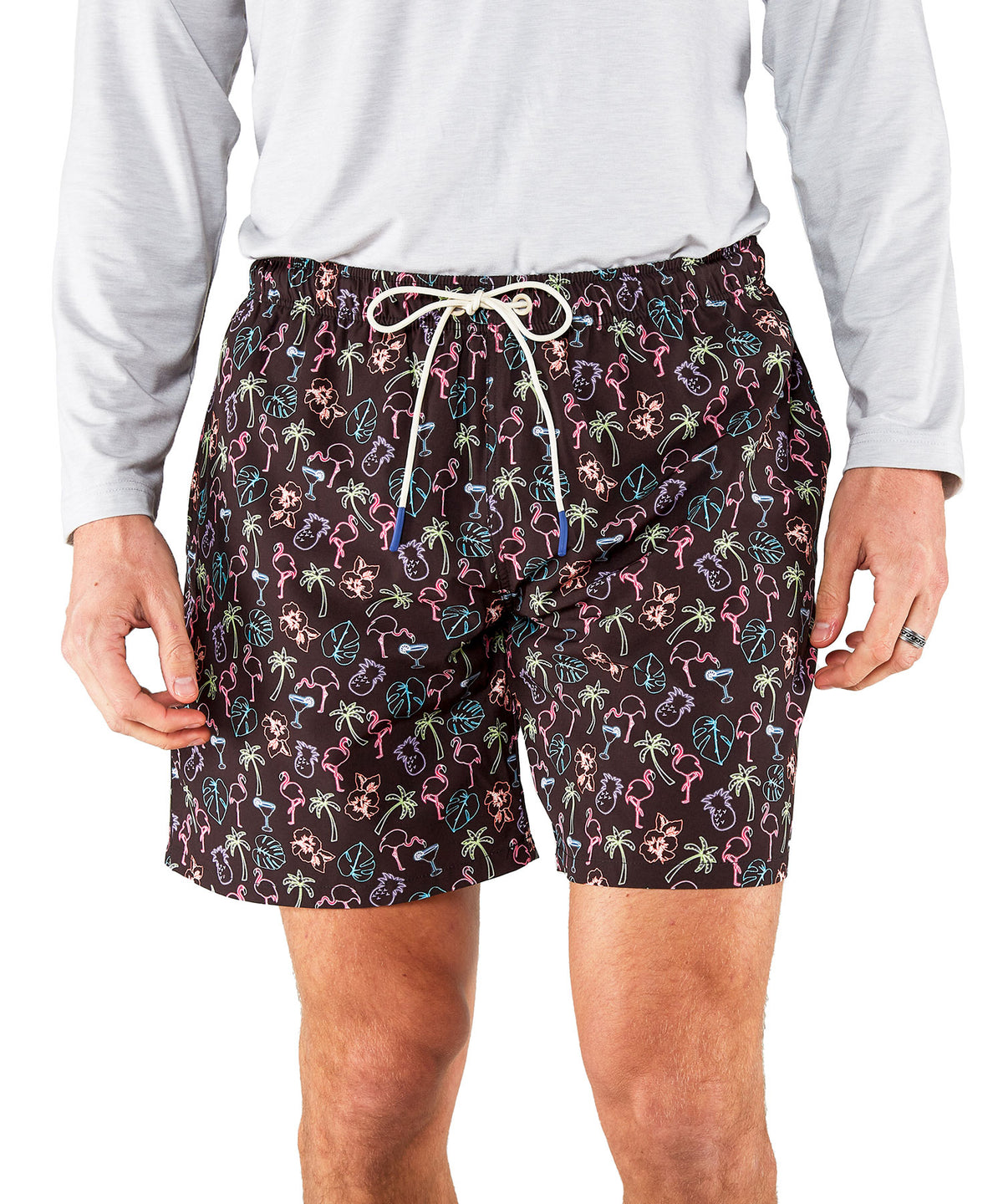Westport Lifestyle Flamingo Print Compo Swim Trunks, Men's Big & Tall
