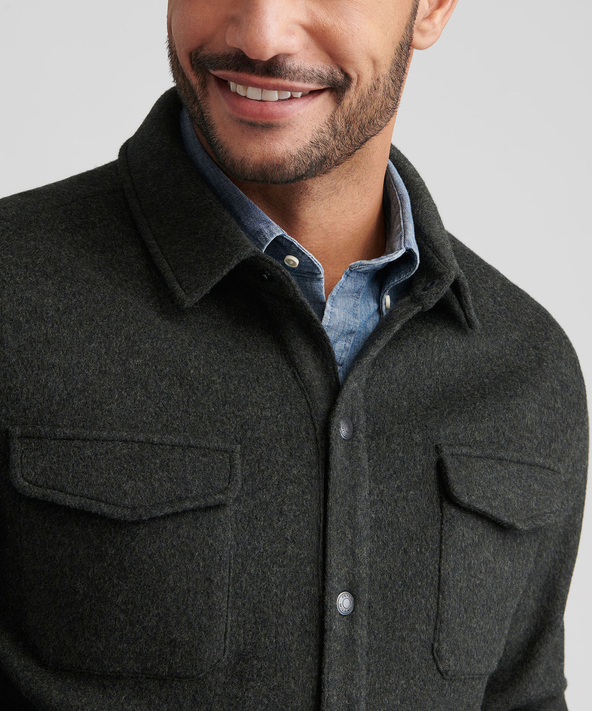 Peter Millar Crown Flex Merino Wool Shirt Jacket, Men's Big & Tall