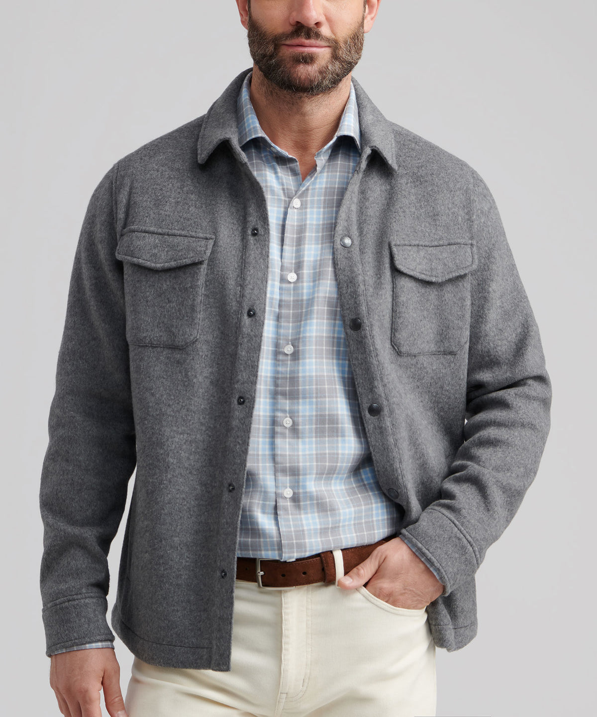 Peter Millar Crown Flex Merino Wool Shirt Jacket, Men's Big & Tall