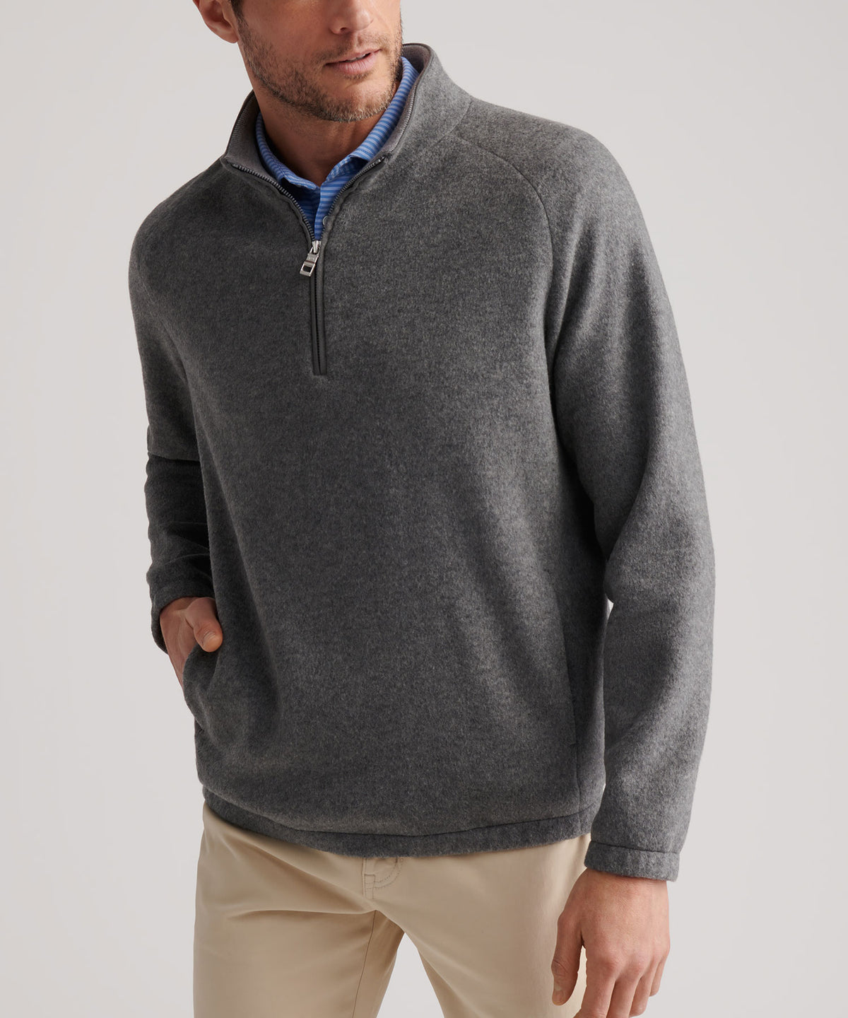 Peter Millar Long Sleeve Crown Flex Merino Wool Quarter Zip Pullover, Men's Big & Tall