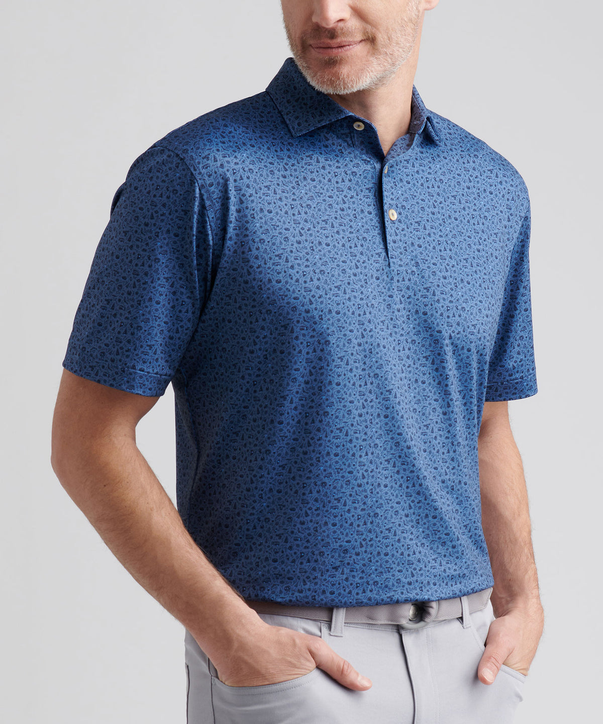 Peter Millar Short Sleeve Lights Printed Performance Polo, Men's Big & Tall