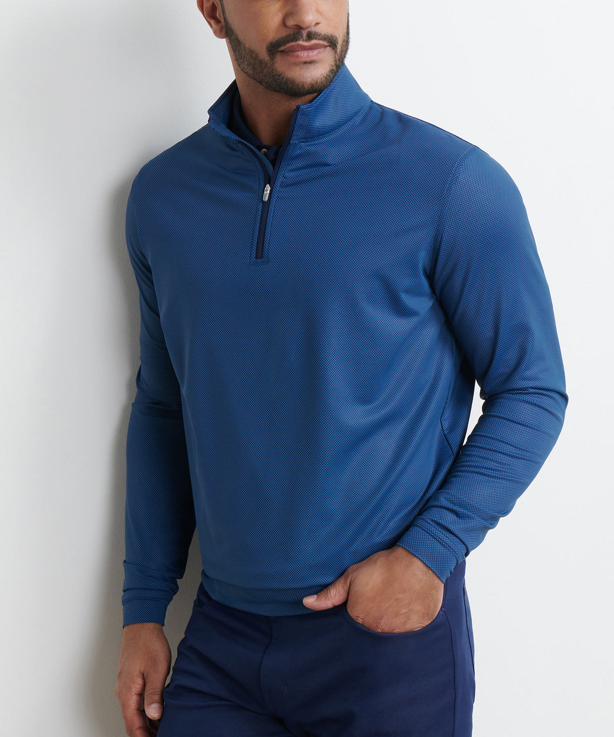 Peter Millar Long Sleeve Birdseye Perth Quarter Zip Pullover, Men's Big & Tall