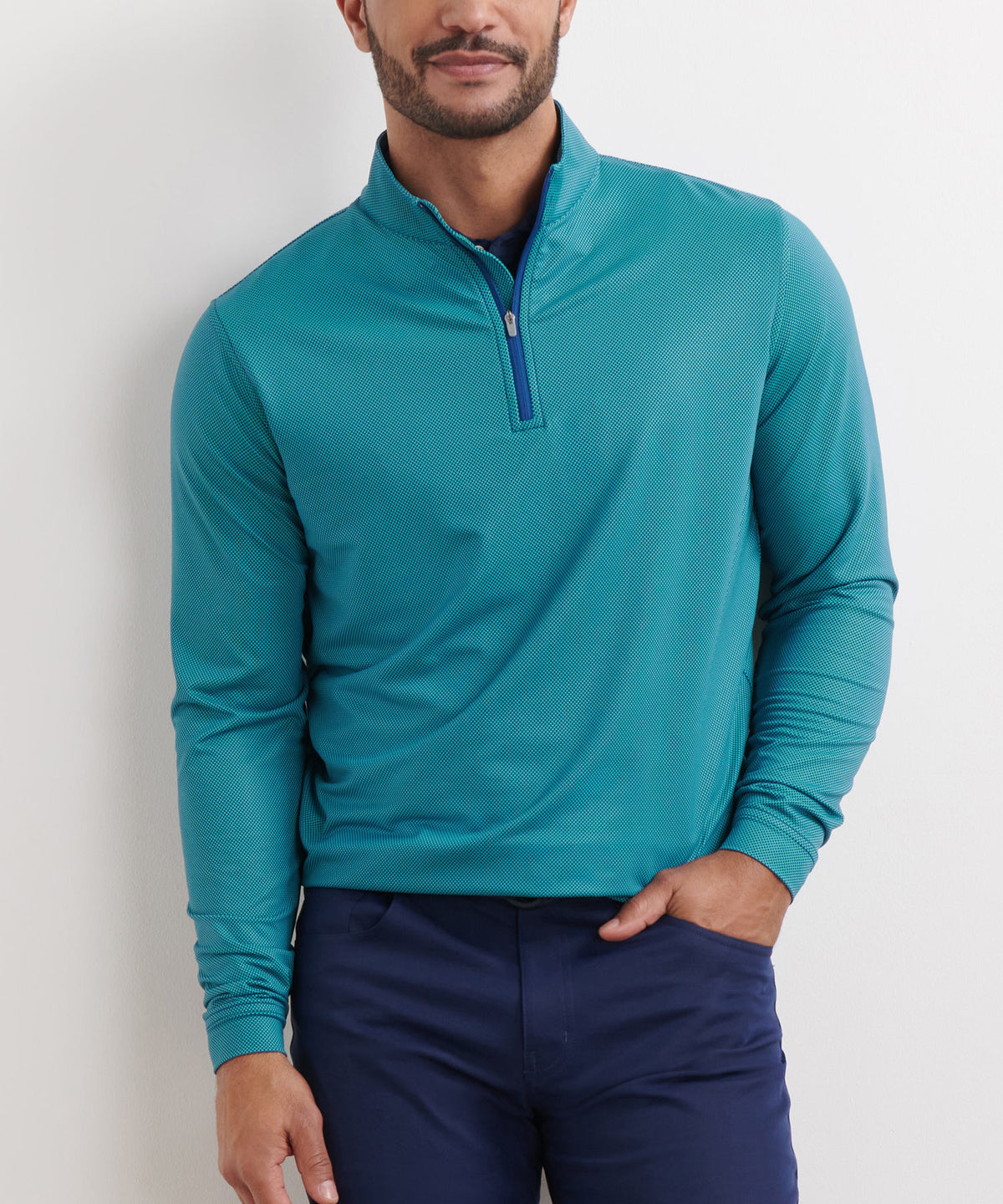 Peter Millar Long Sleeve Birdseye Perth Quarter Zip Pullover, Men's Big & Tall