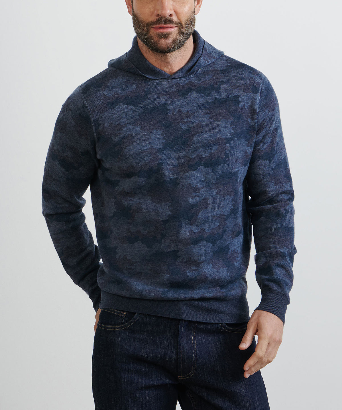 Peter Millar Long Sleeve Reversible Camo Popover Hoodie Pullover, Men's Big & Tall