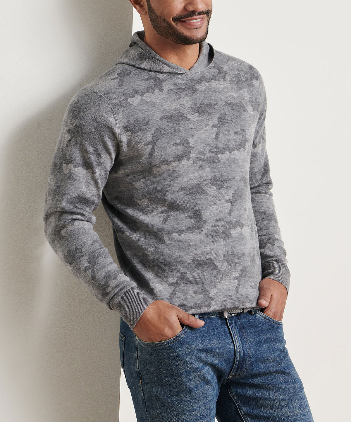 Peter Millar Long Sleeve Reversible Camo Popover Hoodie Pullover, Men's Big & Tall