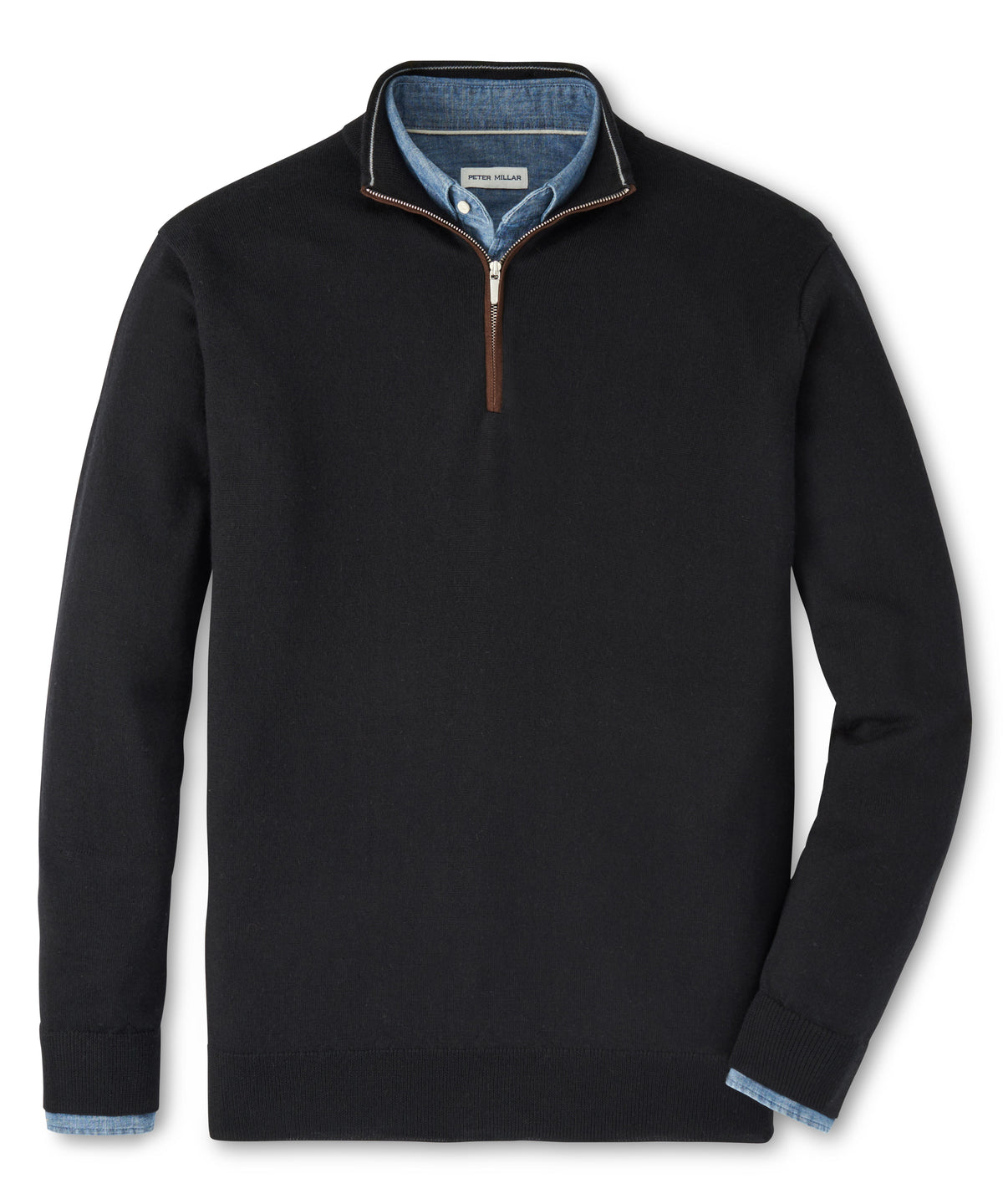 Peter Millar Long Sleeve Autumn Crest Suede Trim Quarter Zip Pullover, Men's Big & Tall