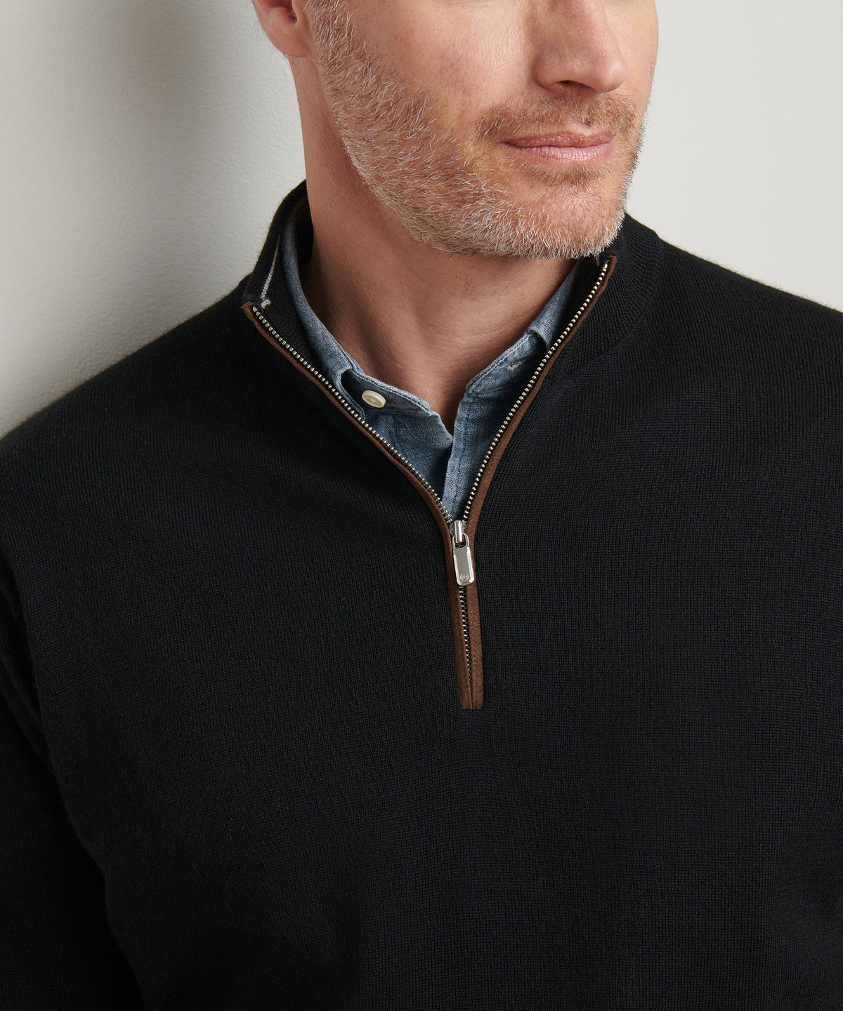 Peter Millar Long Sleeve Autumn Crest Suede Trim Quarter Zip Pullover, Men's Big & Tall
