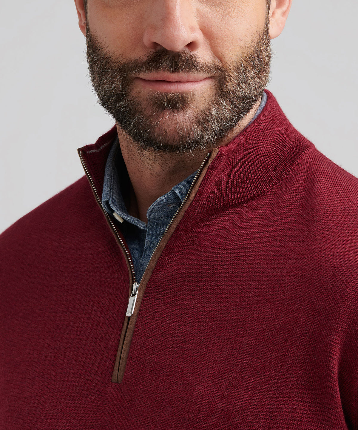 Peter Millar Long Sleeve Autumn Crest Suede Trim Quarter Zip Pullover, Men's Big & Tall
