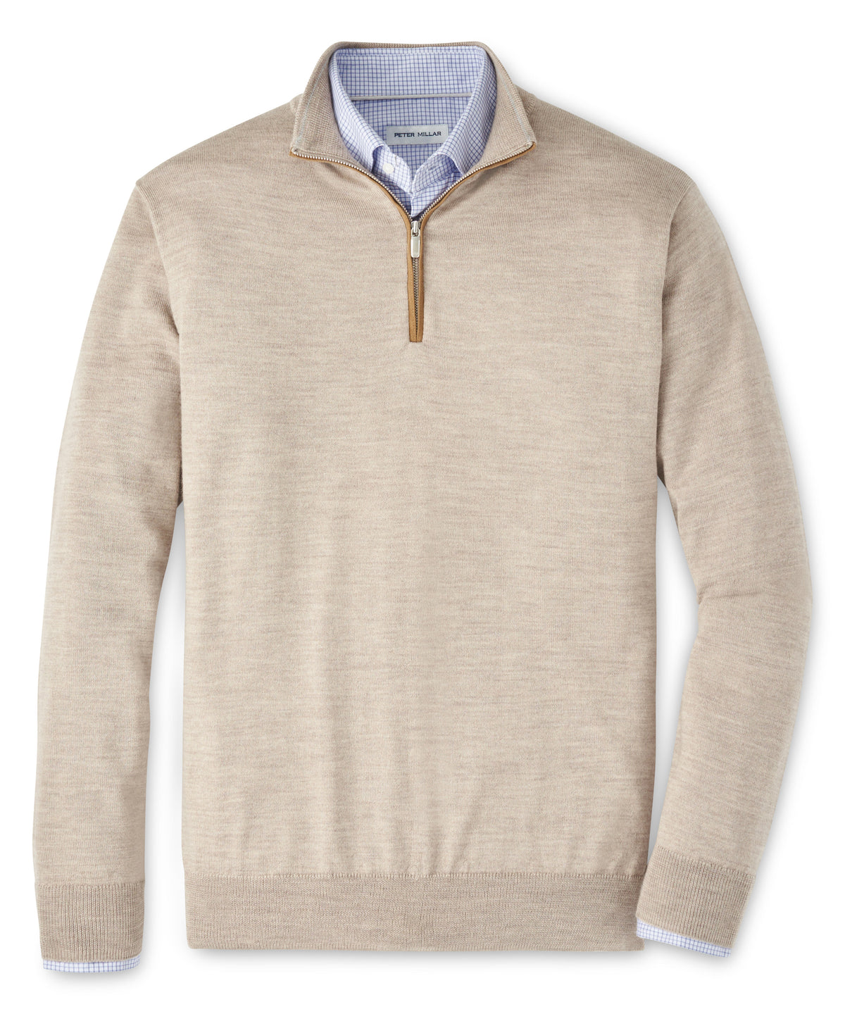Peter Millar Long Sleeve Autumn Crest Suede Trim Quarter Zip Pullover, Men's Big & Tall