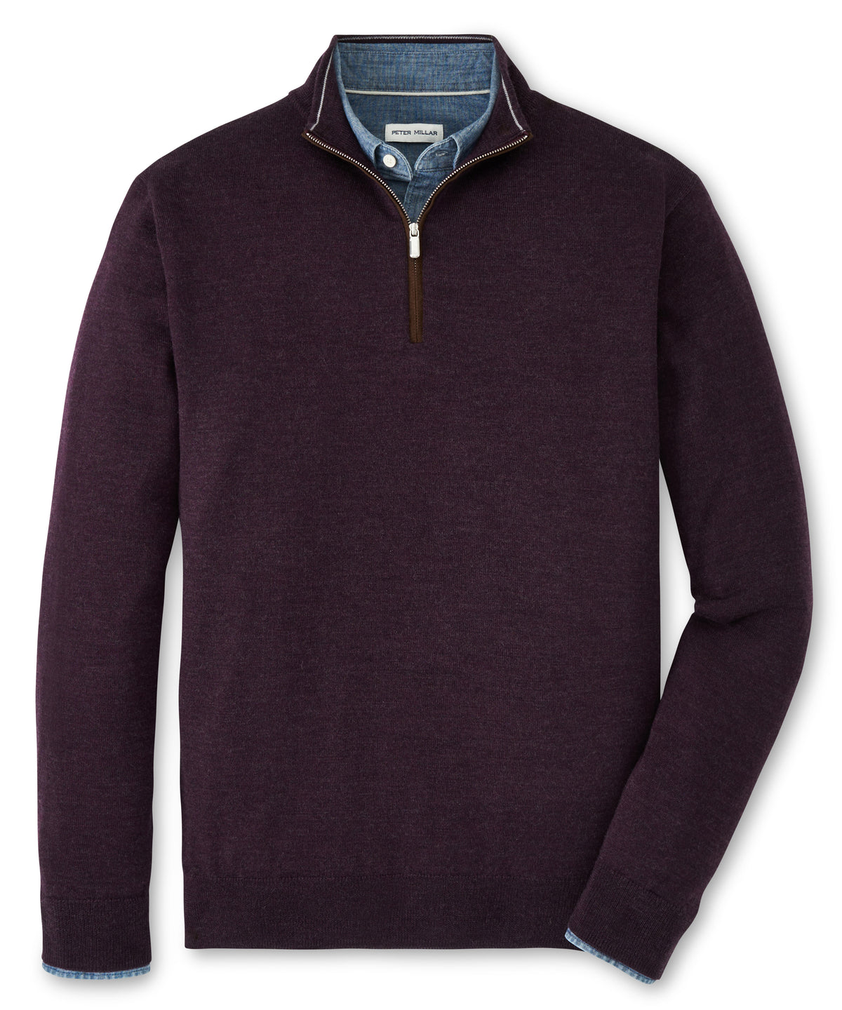 Peter Millar Long Sleeve Autumn Crest Suede Trim Quarter Zip Pullover, Men's Big & Tall