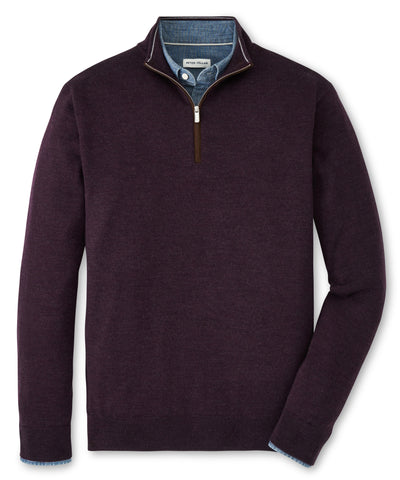 Peter Millar Long Sleeve Autumn Crest Suede Trim Quarter Zip Pullover, Men's Big & Tall