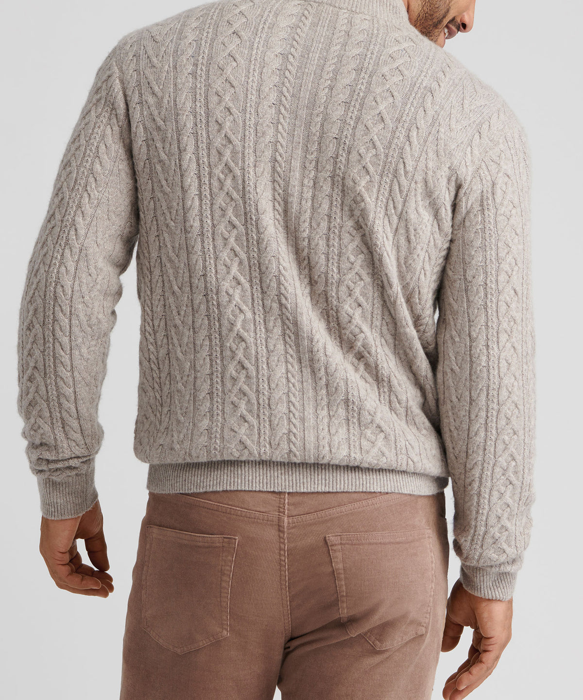Peter Millar Long Sleeve Crescent Ridge Cable Quarter Zip Sweater, Men's Big & Tall