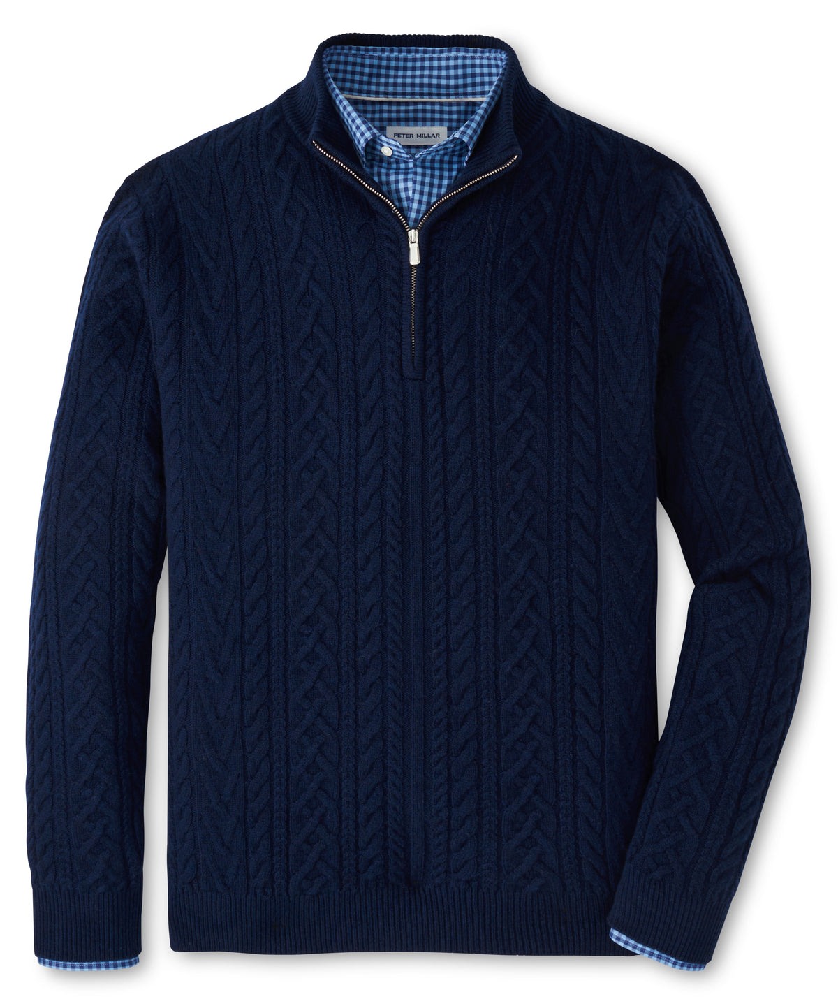 Peter Millar Long Sleeve Crescent Ridge Cable Quarter Zip Sweater, Men's Big & Tall