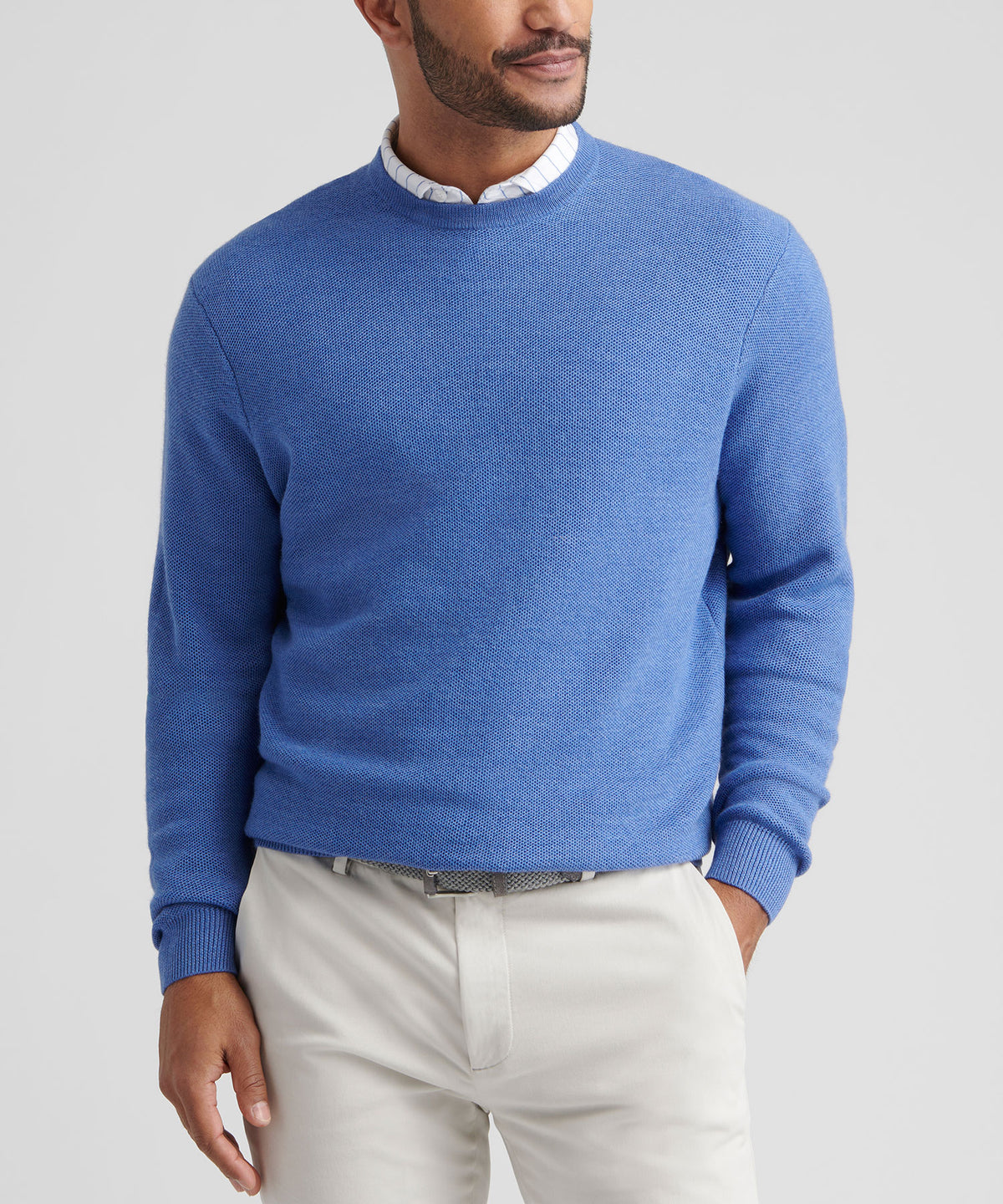 Peter Millar Long Sleeve Autumn Crest Honeycomb Crew Neck Pullover, Men's Big & Tall