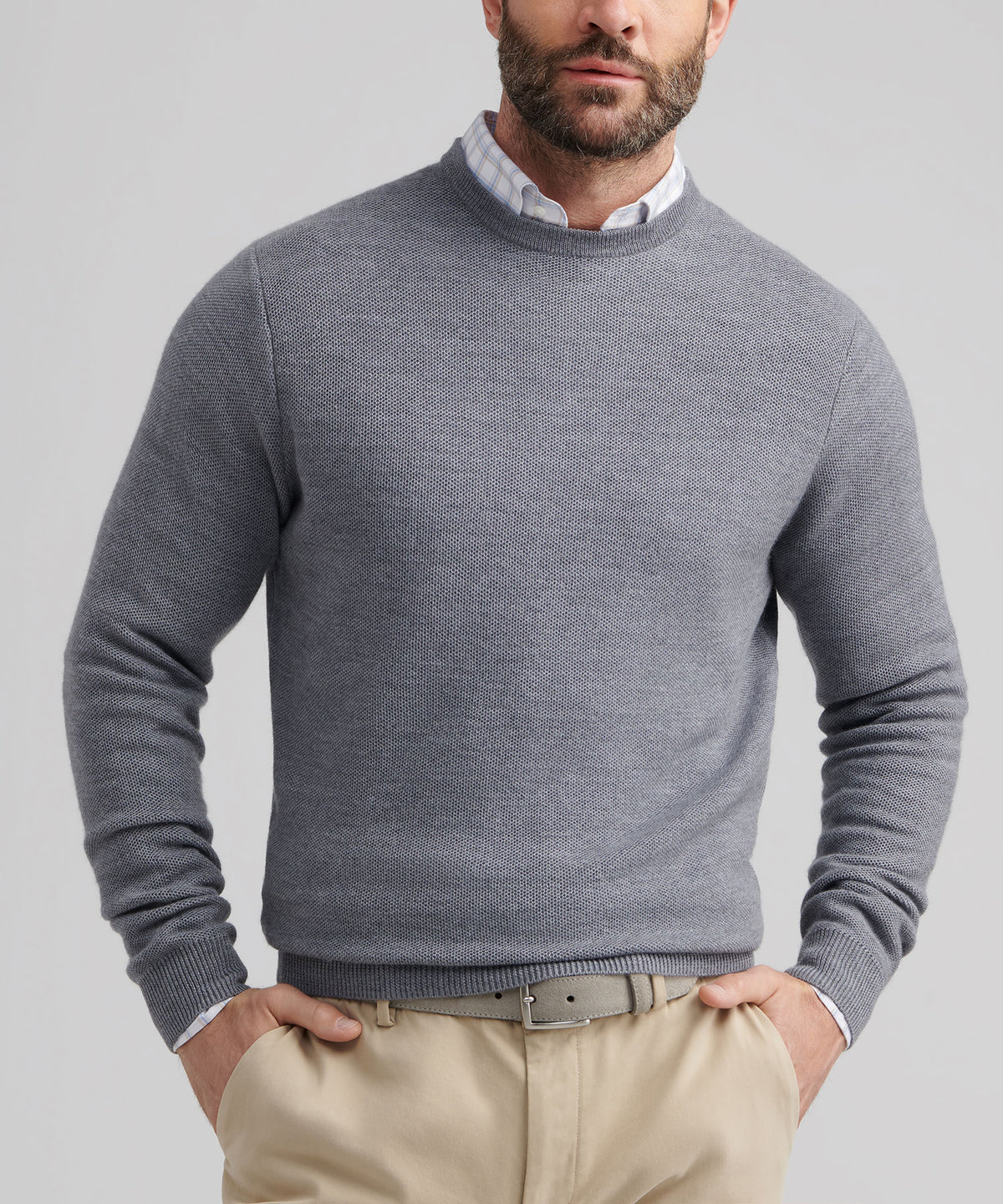 Peter Millar Long Sleeve Autumn Crest Honeycomb Crew Neck Pullover, Men's Big & Tall