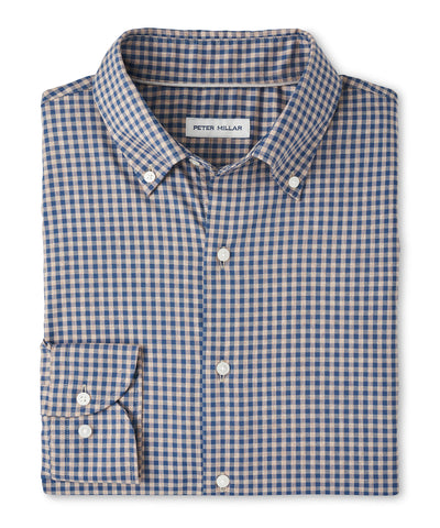 Peter Millar Long Sleeve Button Down Collar Cotton Stretch Conway Sport Shirt, Men's Big & Tall