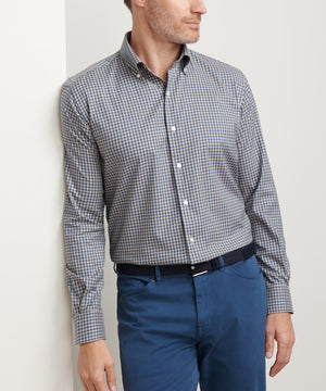 Peter Millar Long Sleeve Button Down Collar Cotton Stretch Conway Sport Shirt