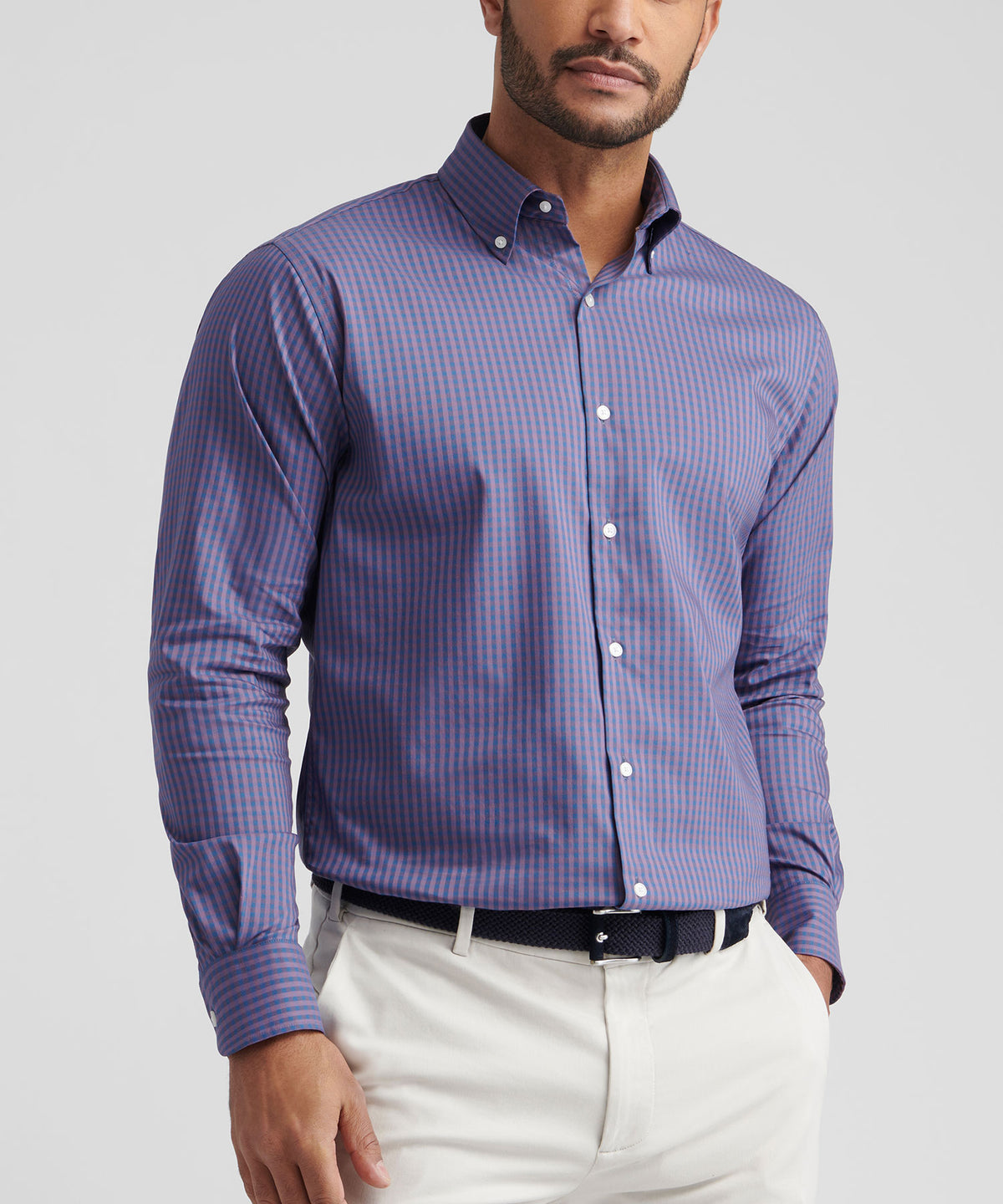 Peter Millar Long Sleeve Button Down Collar Cotton Stretch Conway Sport Shirt, Men's Big & Tall