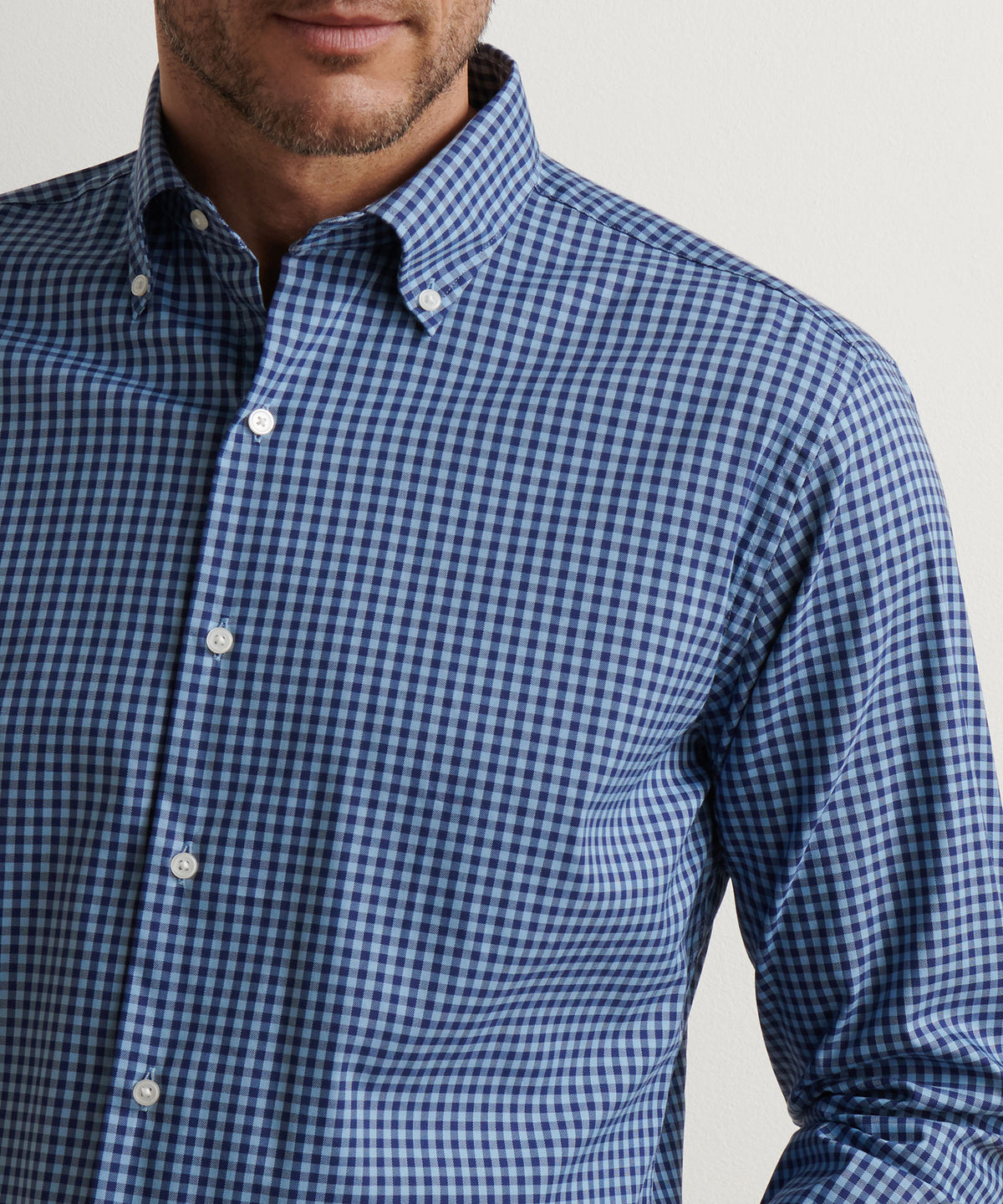 Peter Millar Long Sleeve Button Down Collar Cotton Stretch Conway Sport Shirt, Men's Big & Tall