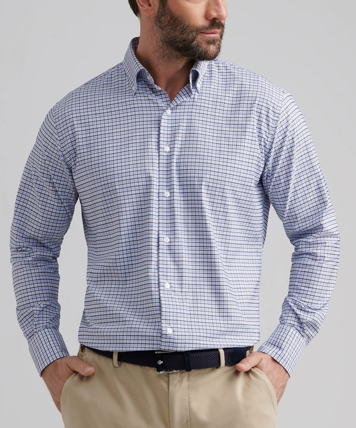 Peter Millar Long Sleeve Button Down Collar Performance Stretch Leavenworth Sport Shirt, Men's Big & Tall