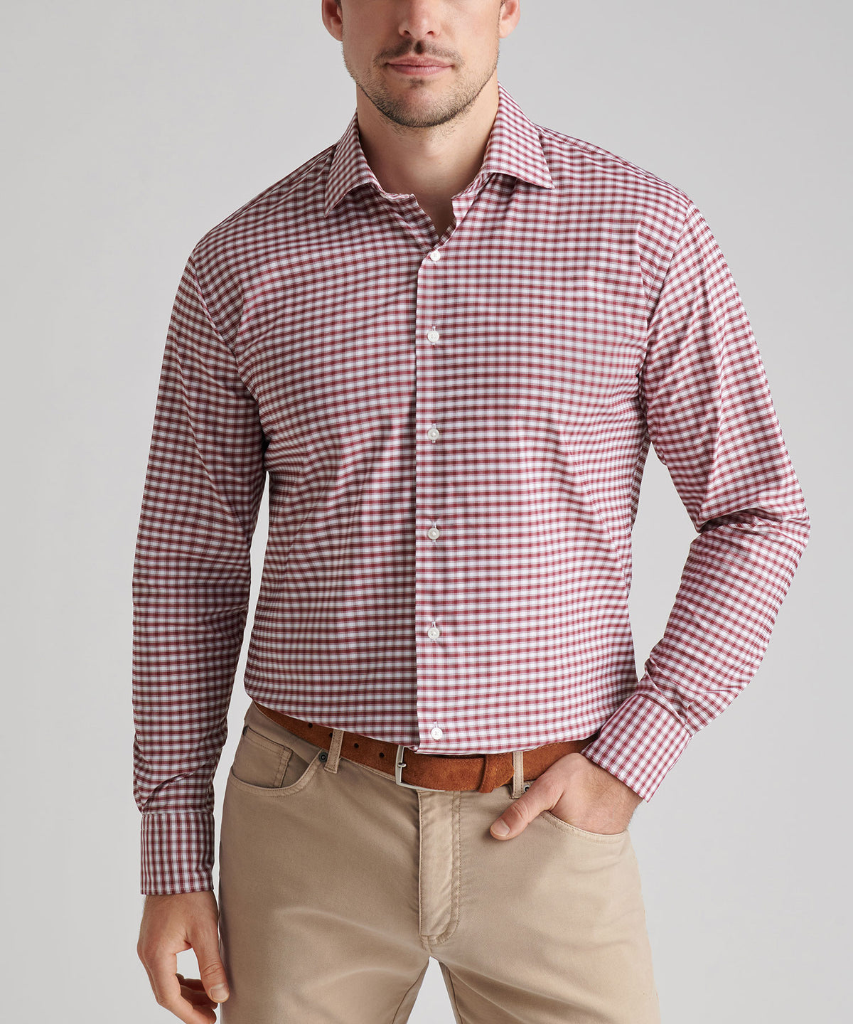 Peter Millar Long Sleeve Button Down Collar Performance Stretch Fairbanks Sport Shirt, Men's Big & Tall