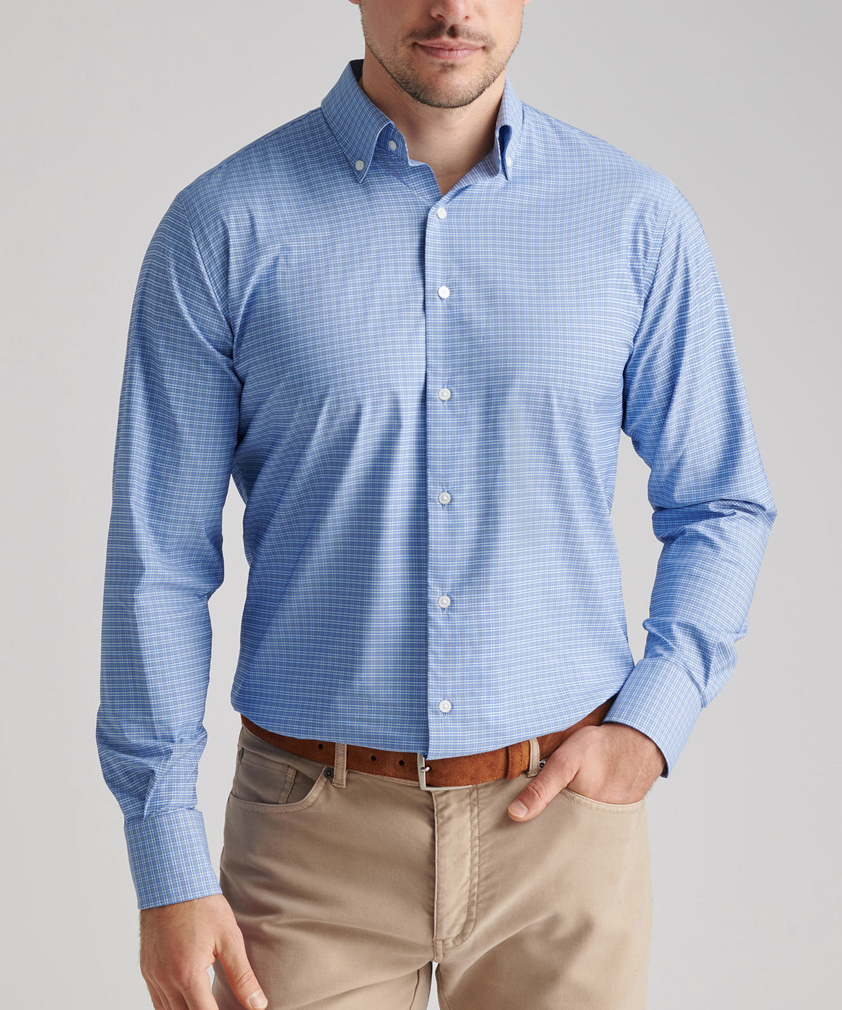 Peter Millar Long Sleeve Button Down Collar Performance Stretch Petamula Sport Shirt, Men's Big & Tall