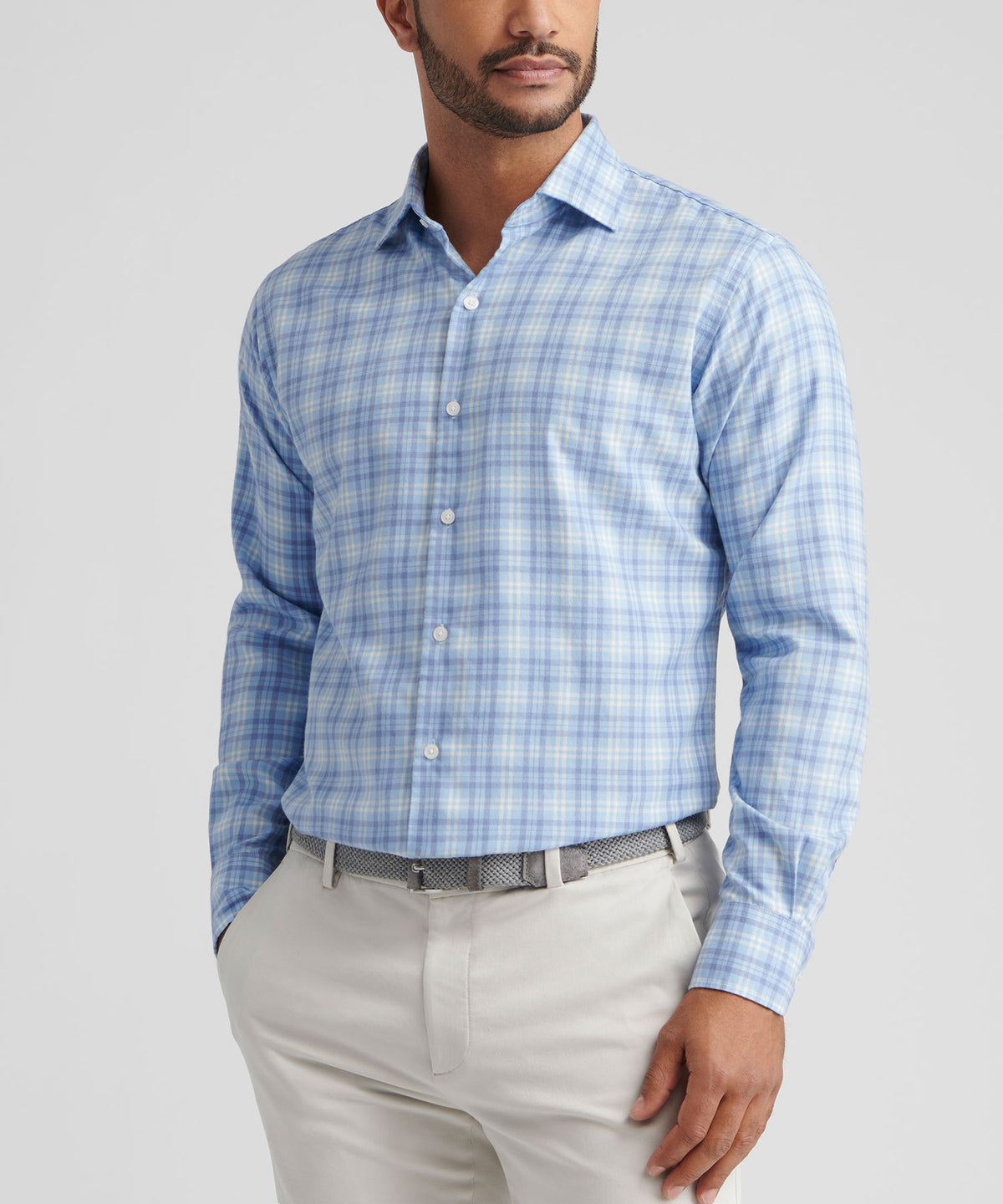 Peter Millar Long Sleeve Spread Collar Performance Flannel Bar Harbor Sport Shirt, Men's Big & Tall
