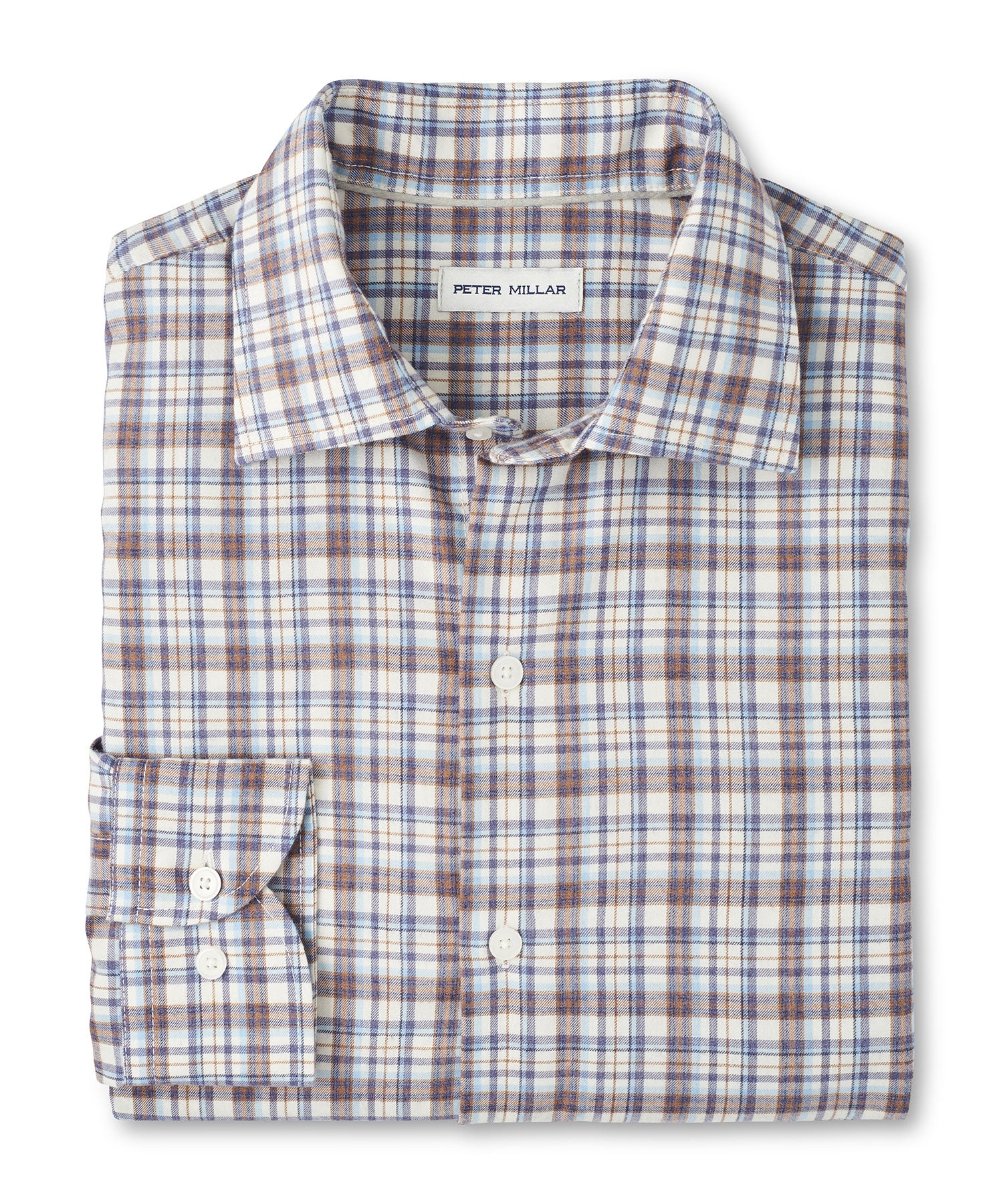 Peter Millar Long Sleeve Spread Collar Performance Flannel Waynesville Sport Shirt