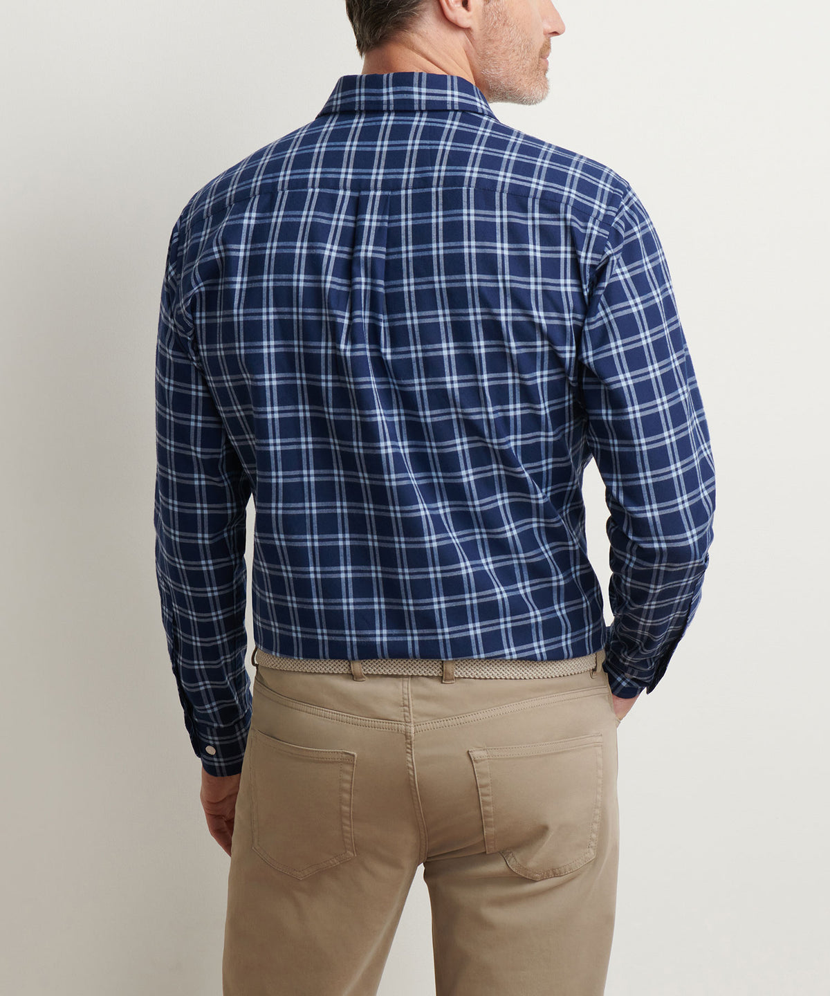 Peter Millar Long Sleeve Spread Collar Performance Flannel Mystic Sport Shirt, Men's Big & Tall