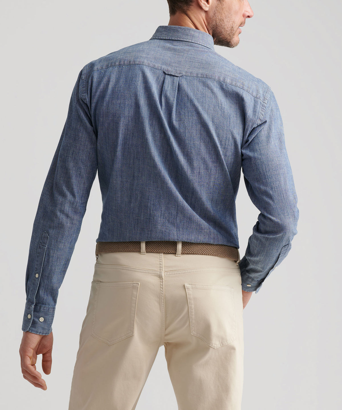 Peter Millar Long Sleeve Tamworth Chambray Sport Shirt, Men's Big & Tall