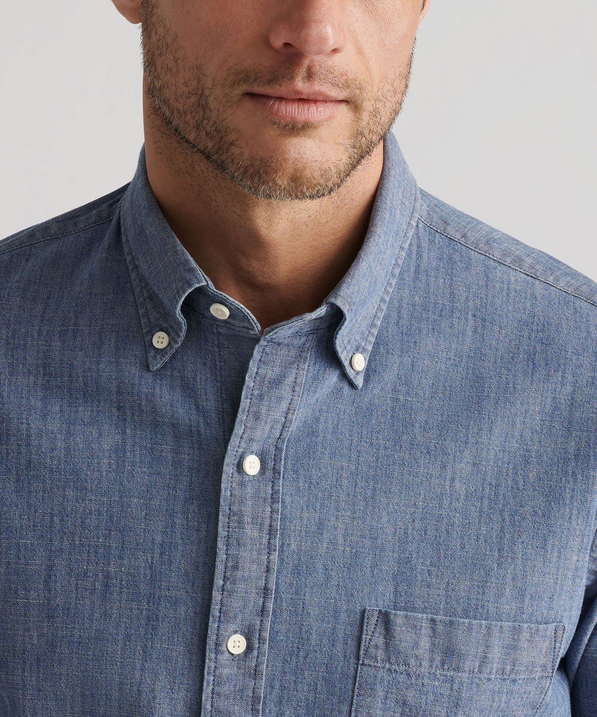 Peter Millar Long Sleeve Tamworth Chambray Sport Shirt, Men's Big & Tall