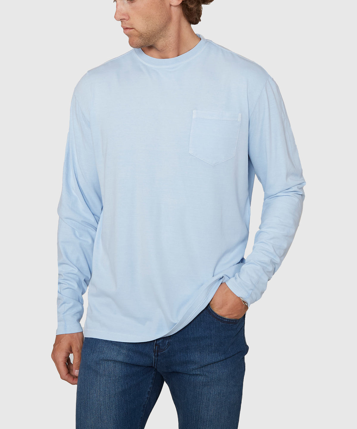 Westport Lifestyle Long Sleeve Ocean Washed Crew Neck T-Shirt, Men's Big & Tall