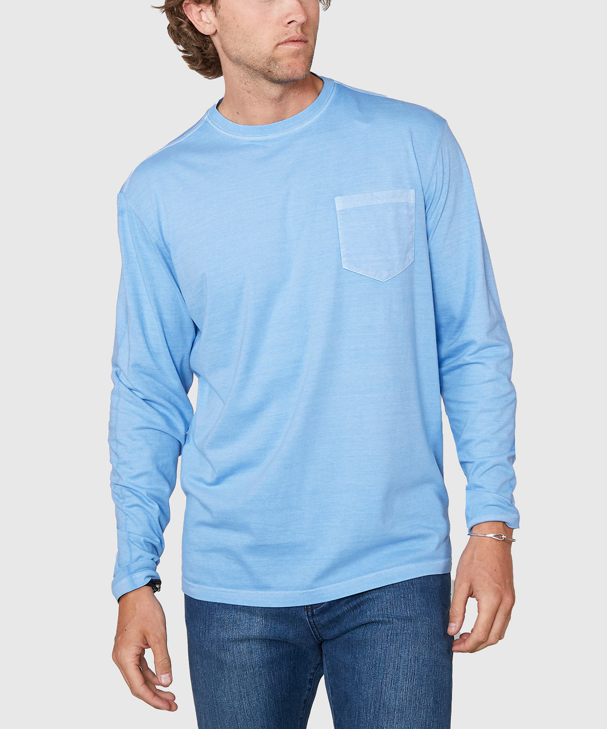Westport Lifestyle Long Sleeve Ocean Washed Crew Neck T-Shirt, Men's Big & Tall