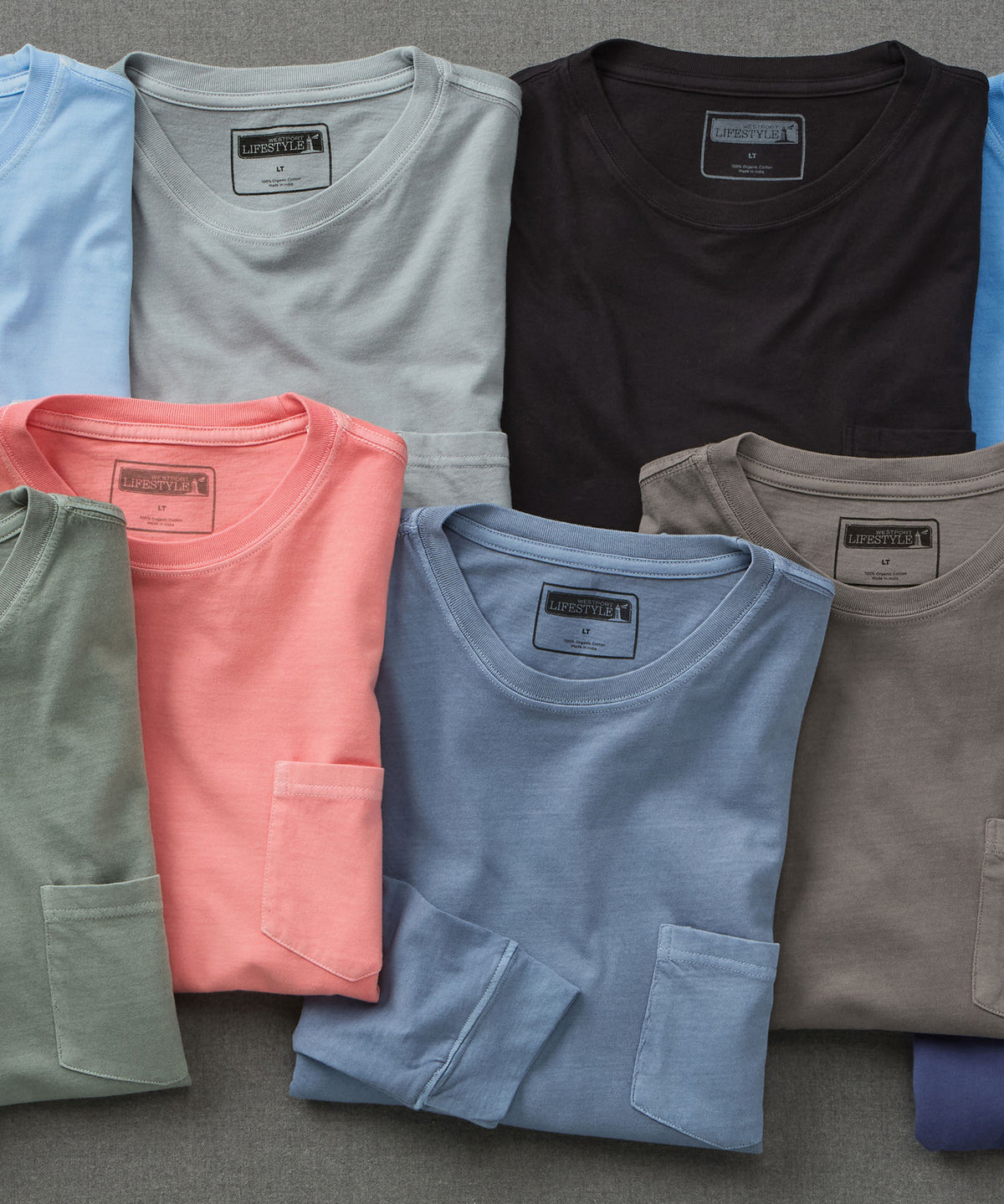 Westport Lifestyle Long Sleeve Ocean Washed Crew Neck Pocket T-Shirt, Men's Big & Tall