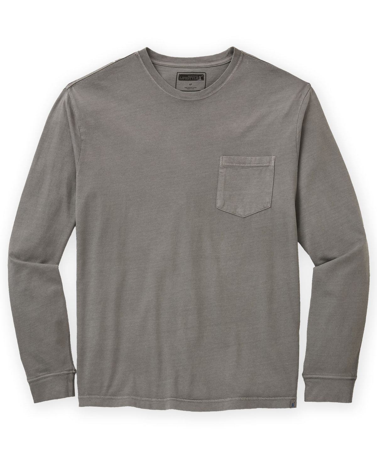 Westport Lifestyle Long Sleeve Ocean Washed Crew Neck Pocket T-Shirt - Tumbleweed, Men's Big & Tall
