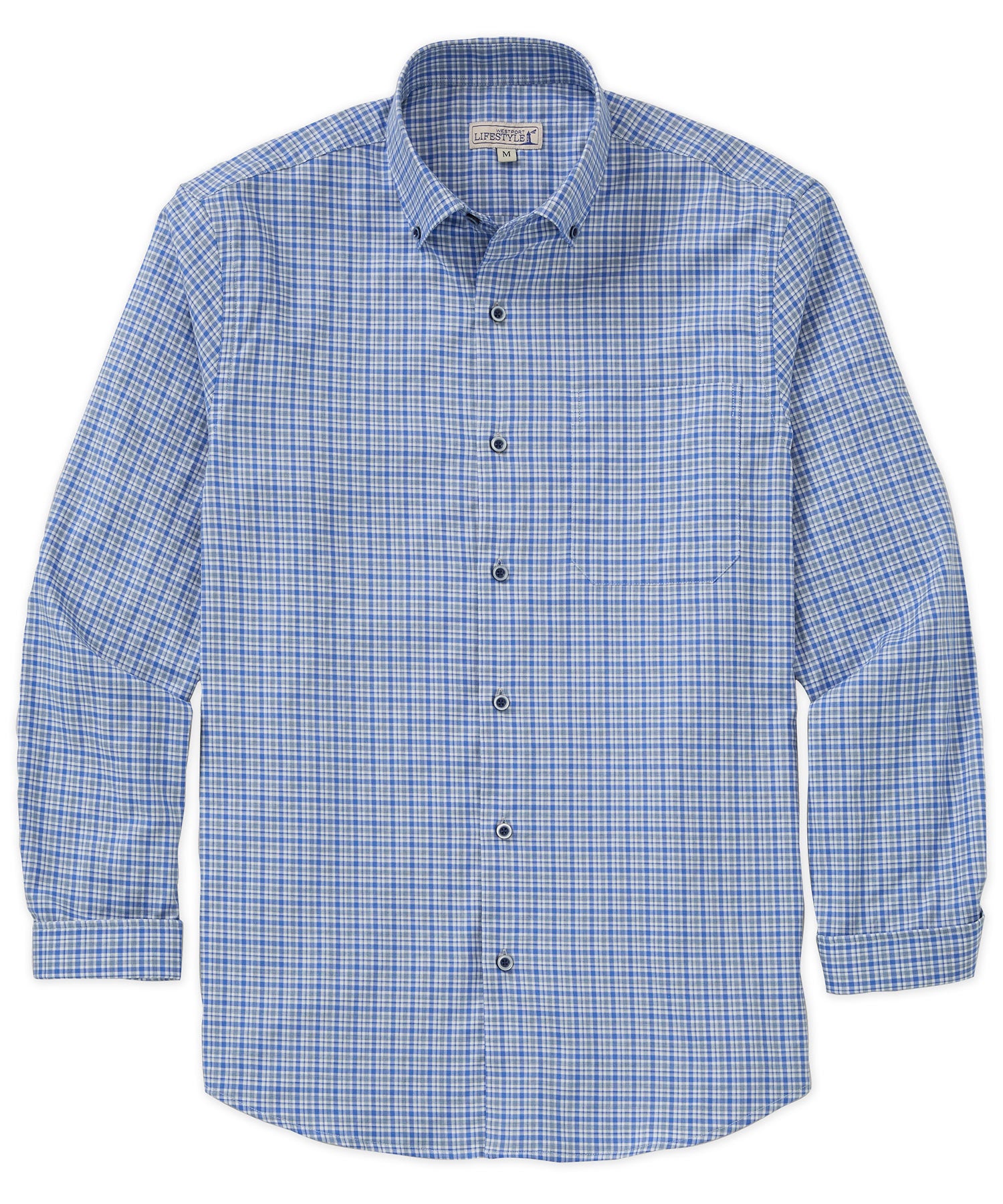 Westport Lifestyle Long Sleeve Button Down Collar Plaid Sport Shirt, Men's Big & Tall