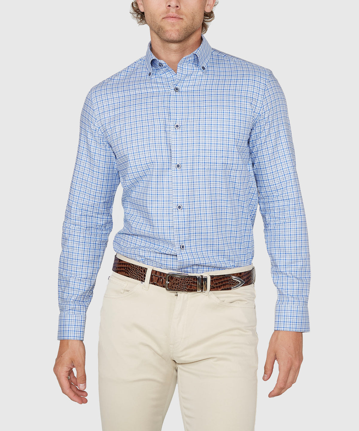 Westport Lifestyle Long Sleeve Button Down Collar Plaid Sport Shirt, Men's Big & Tall